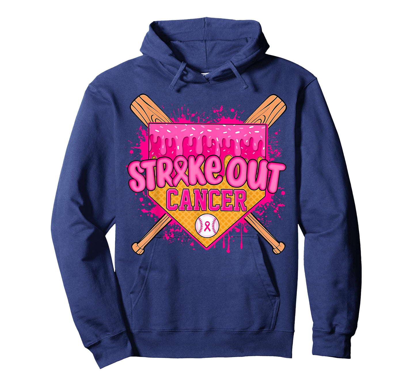 Ice Cream Drip Strike Out Baseball Breast Cancer Awareness T-Shirt