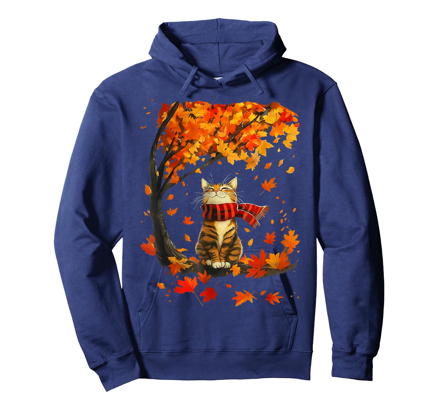 Cute Cat Leaf Fall Tree Hello Autumn Thanksgiving Retro T-Shirt