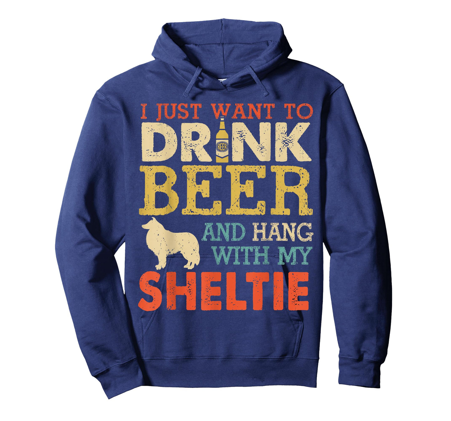 Sheltie Dad Drink Beer Hang With Dog Funny Men Vintage T-Shirt