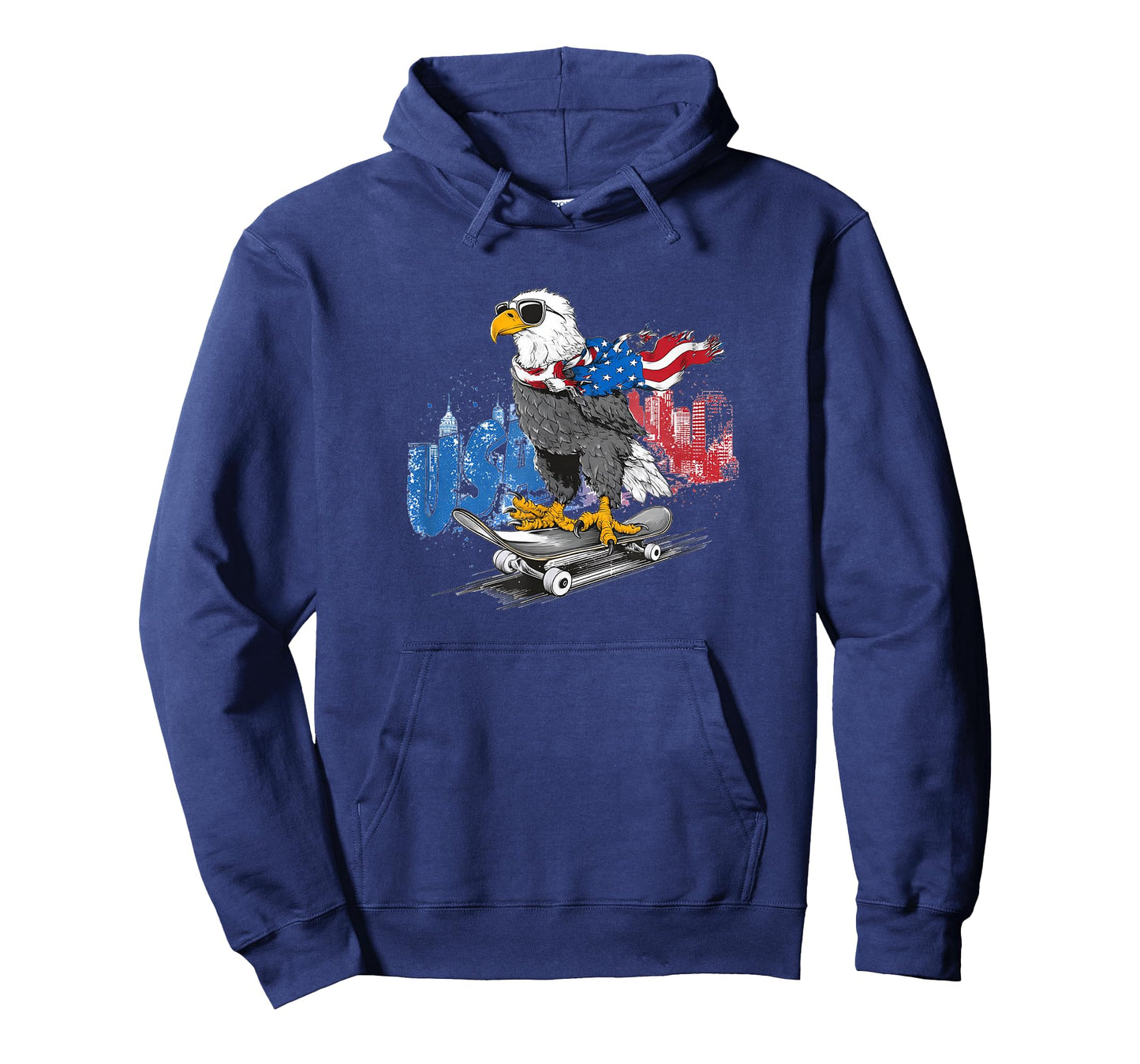 Funny Eagle with US City and Skateboard Costume T-Shirt