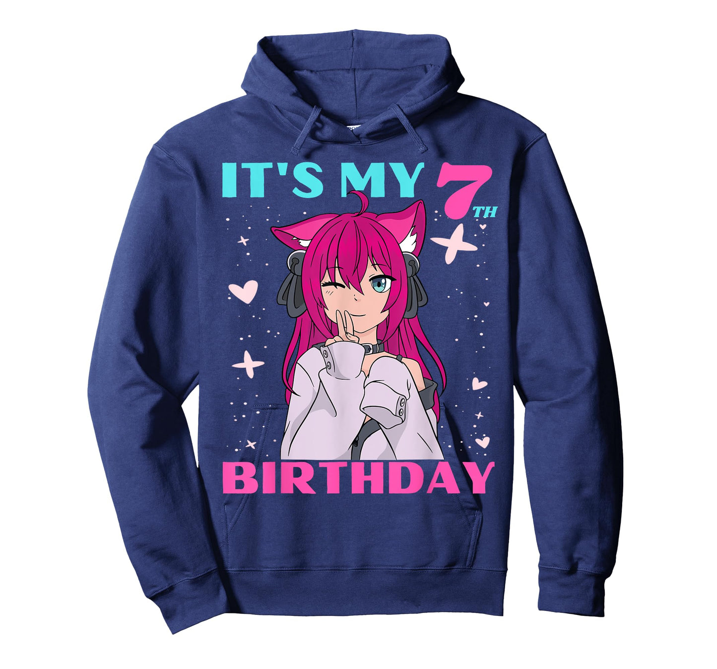 Anime Girl It's My 7th Birthday 7 Years Birthday Girl Kawaii T-Shirt