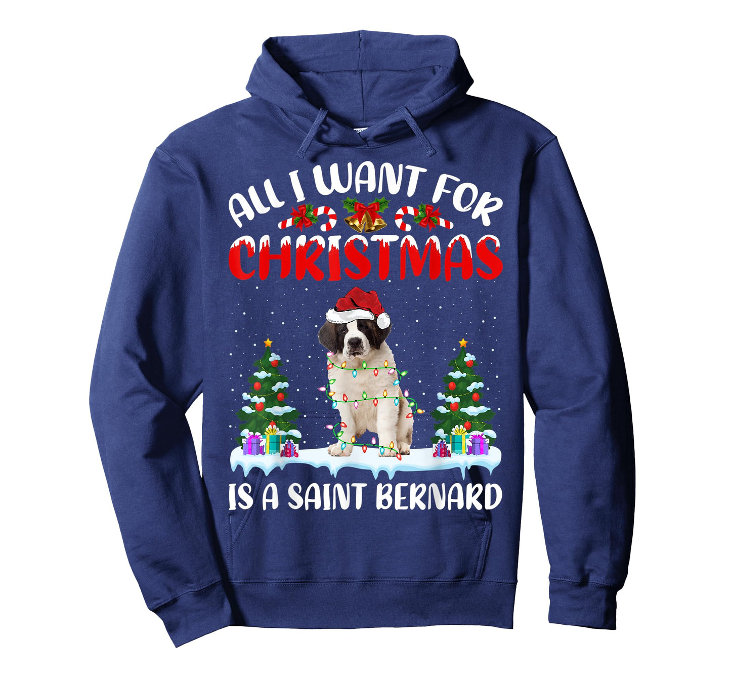 Funny Santa Hat All I Want For Christmas Is A Saint Bernard T-Shirt