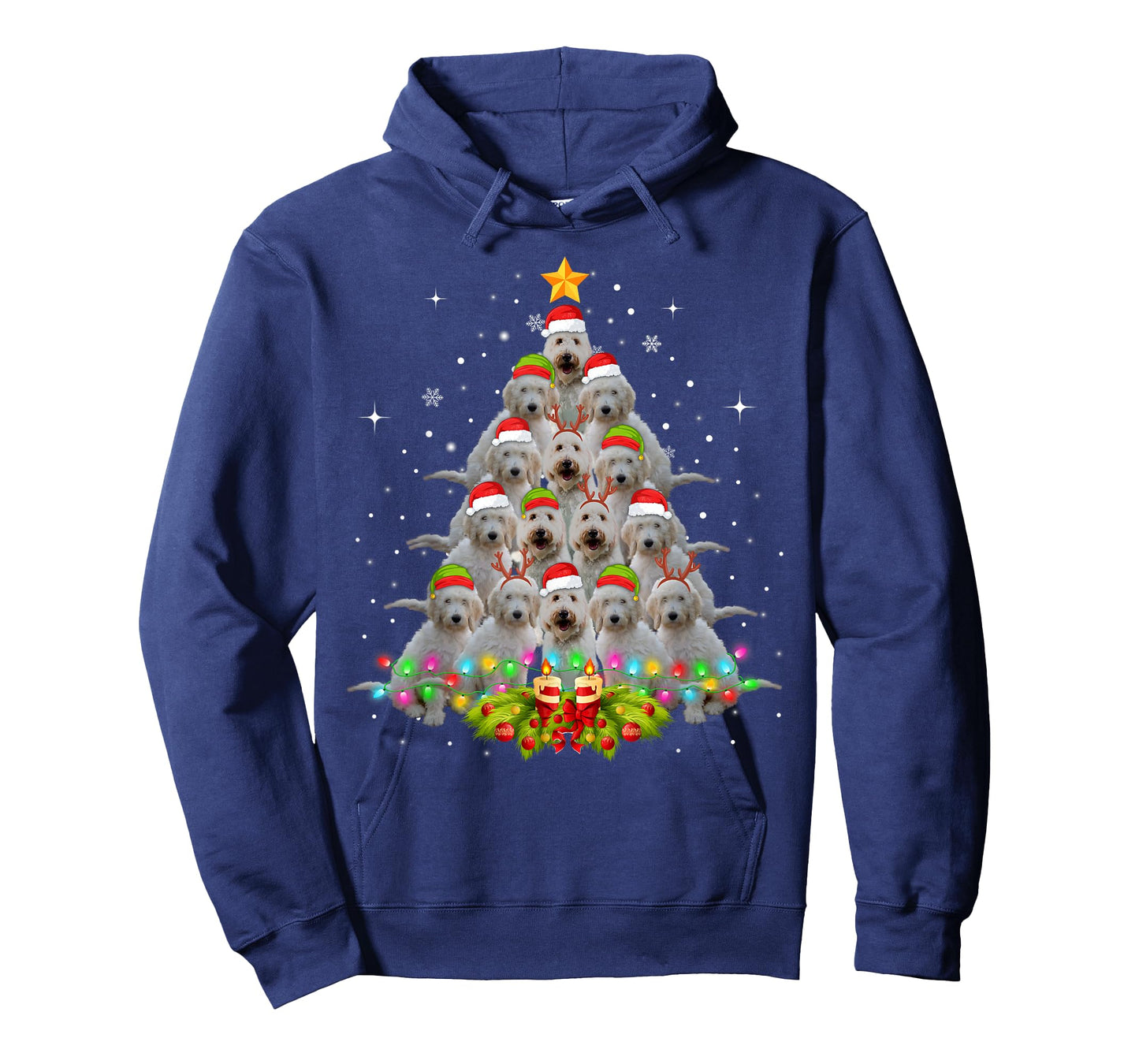 Goldendoodle Dog Tree Christmas Sweater Xmas Pet Dogs Gifts T-Shirt for Men Women Kids