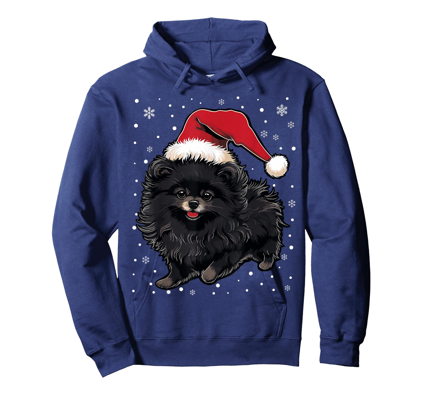 Black Pomeranian Dog Christmas Santa Hat Xmas Pajama Men Women Kids T-Shirt