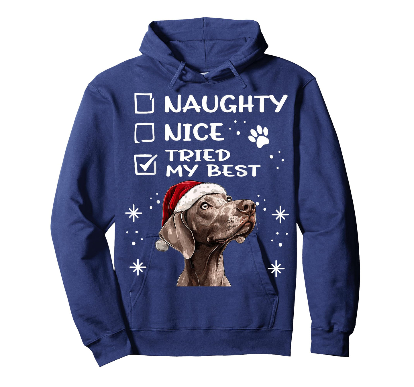 Cute Weimaraner dog Dog Christmas Naughty Nice Tried my Best T-Shirt