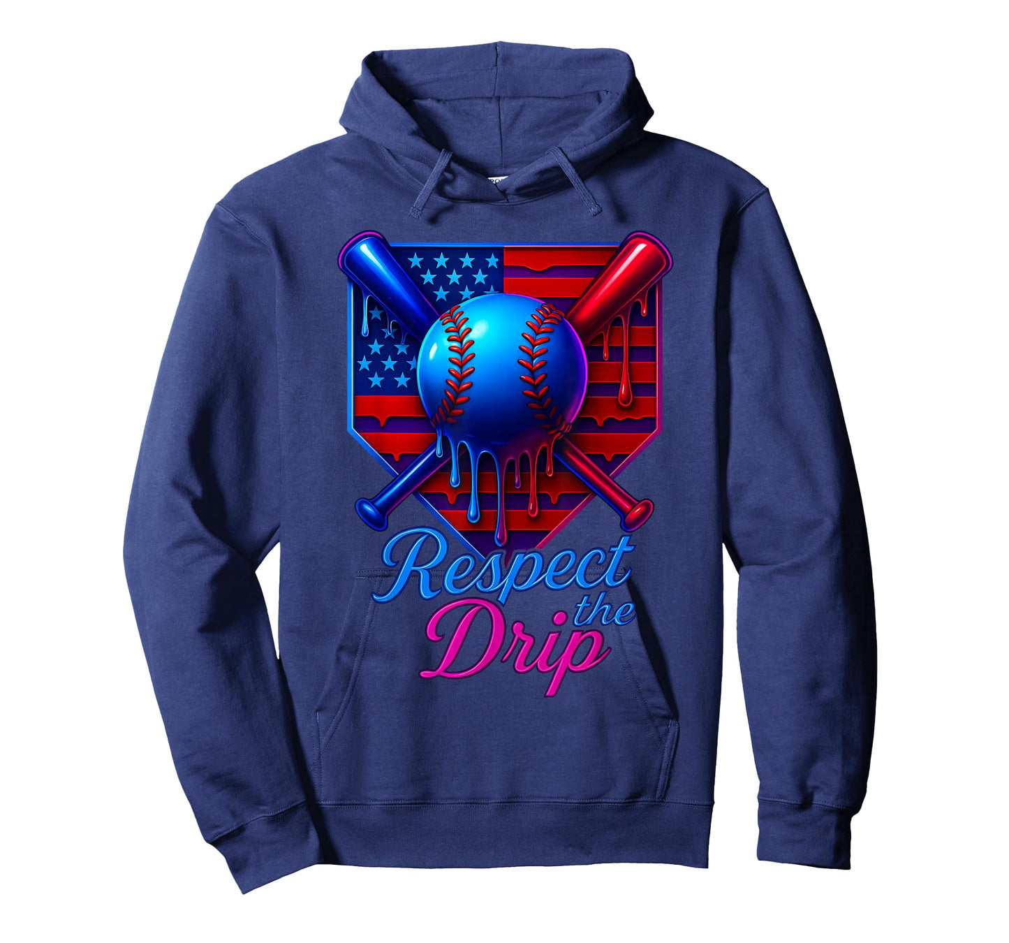 Baseball Drip Ice Cream Home Plate USA 4th Of July Patriotic T-Shirt
