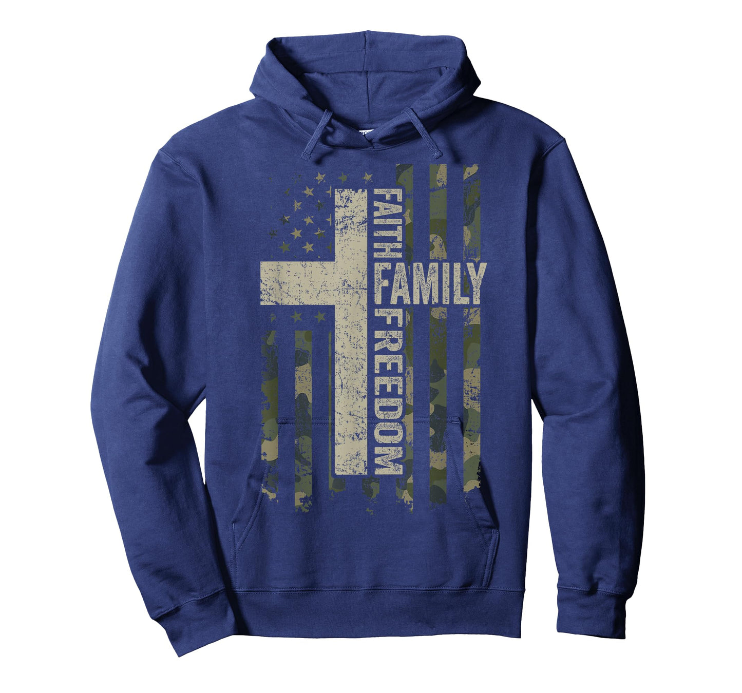 Faith Family & Freedom - Patriotic Christian Camo USA Flag T-Shirt