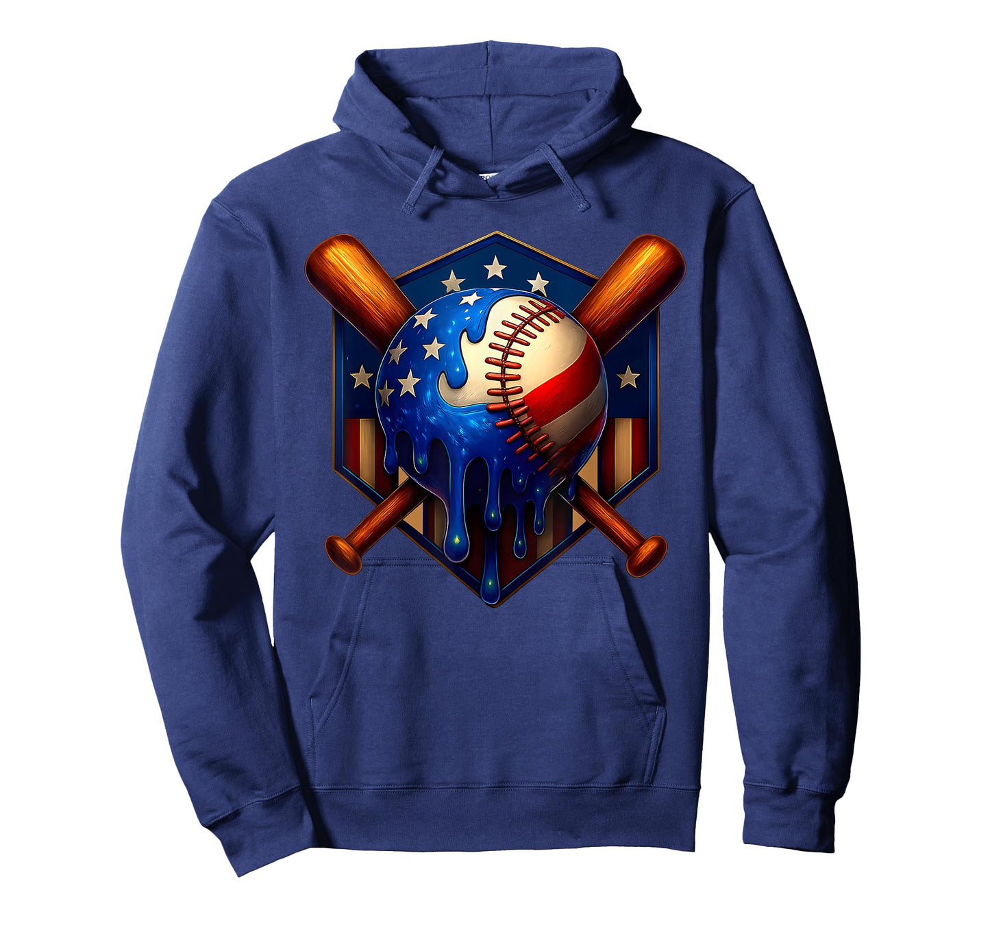 Baseball Home Plate Drip, Flag US Ice Cream Drip Youth Boys T-Shirt