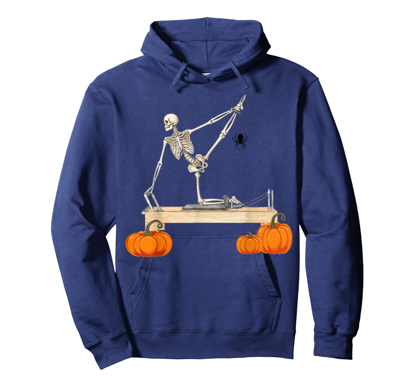 Skeleton Doing Reformer Pilates Machine Pumpkin Halloween T-Shirt