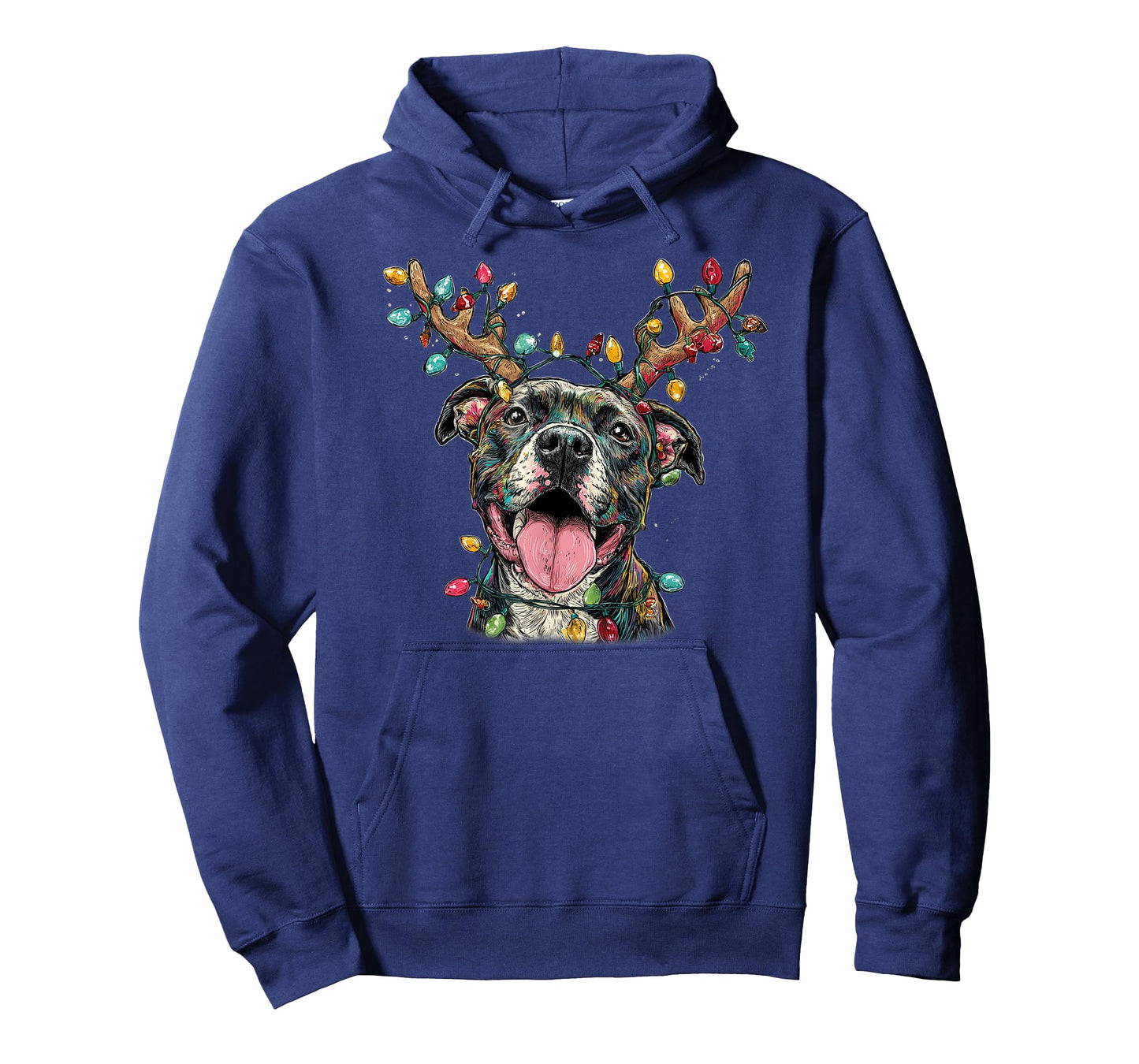 Santa Pitbull Reindeer Light Christmas T-Shirt