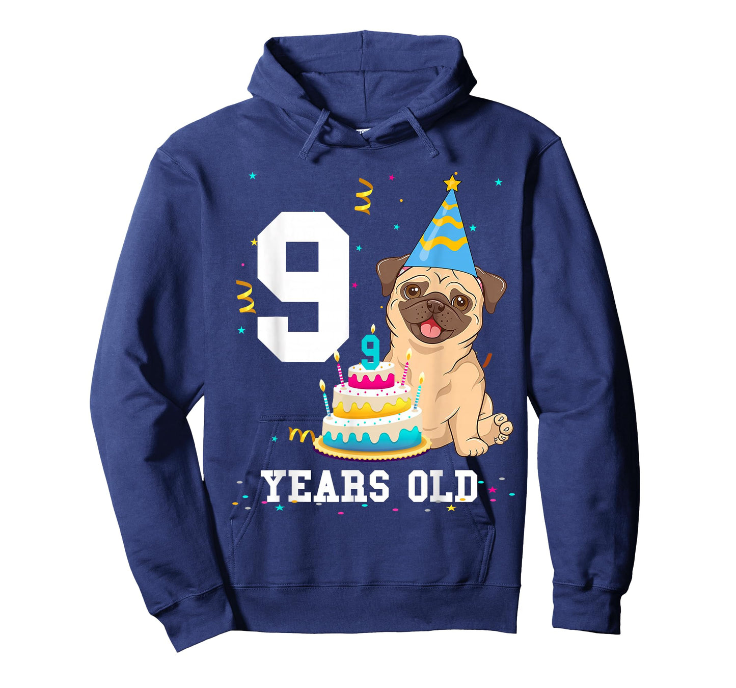 9 Years Old Birthday Pug Dog Lover Party Kids Boys Girls T-Shirt
