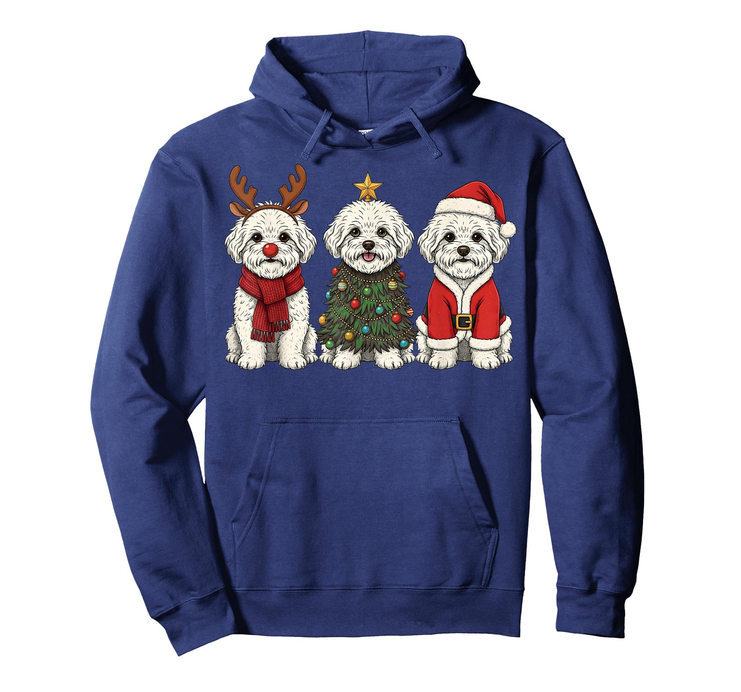 Retro Christmas Bichon Frise Santa Reindeer Dog Lover T-Shirt