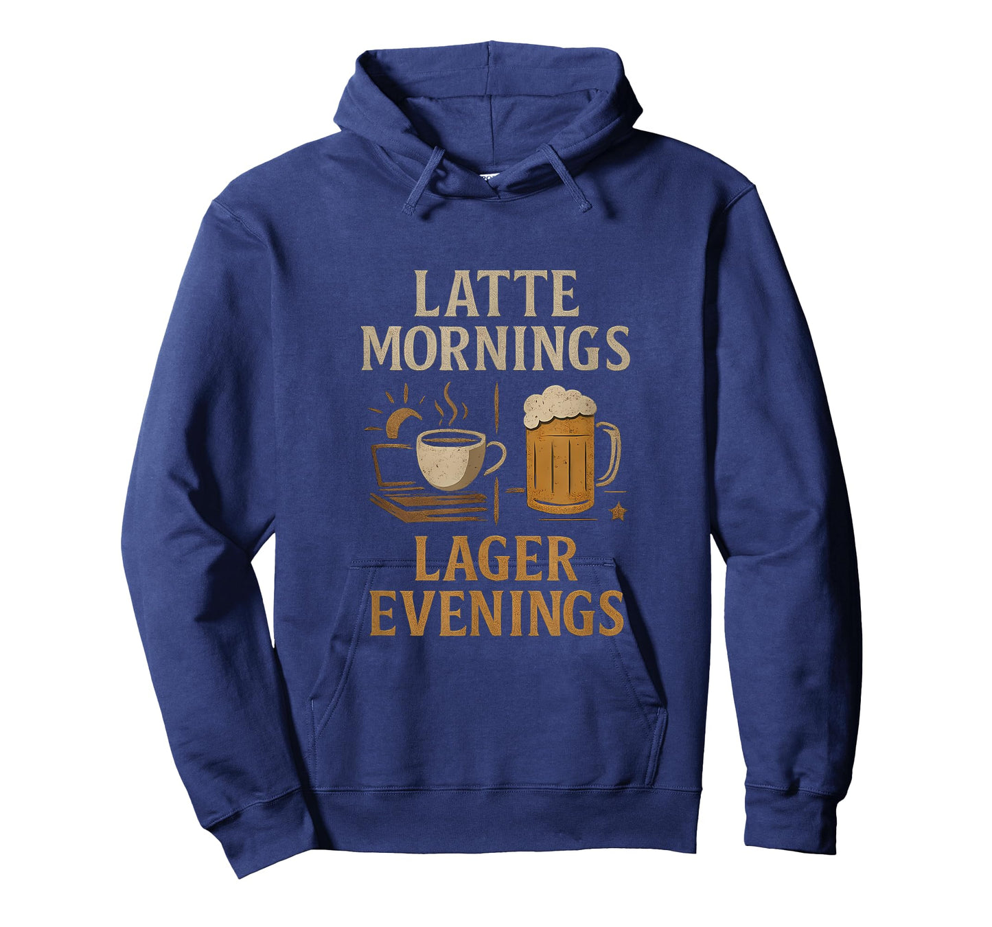 Latte Mornings, Lager Evenings Coffee Beer Design T-Shirt
