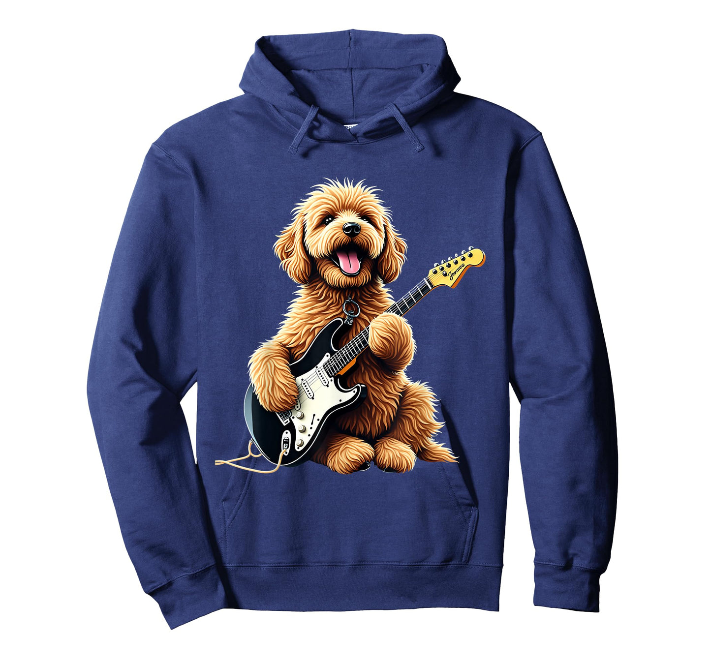 Funny Goldendoodle Dog Playing Electric Guitar Music Lover T-Shirt
