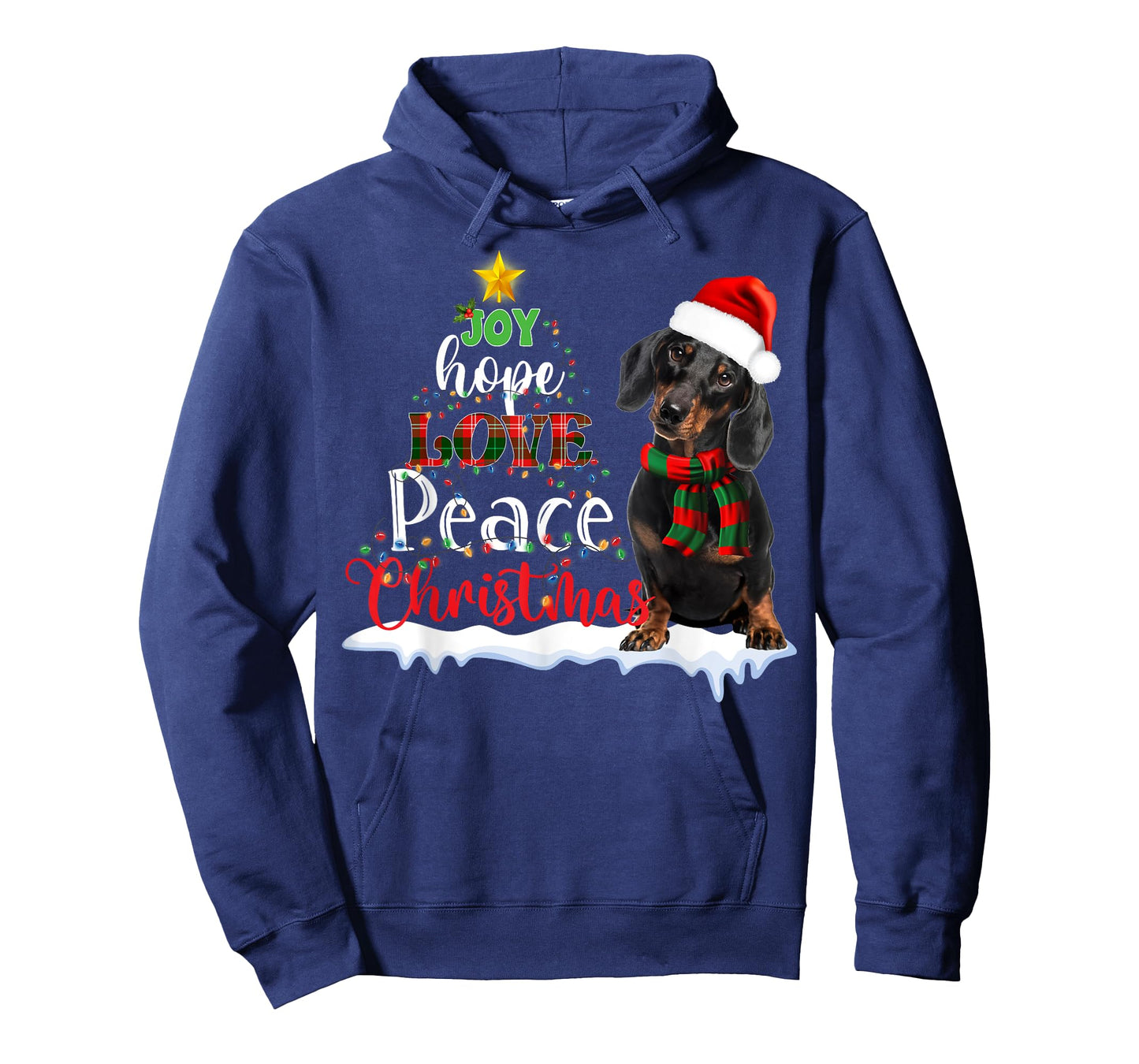 Cute Dachshund Joy Hope Love Peace Christmas Xmas Wiener Dog T-Shirt