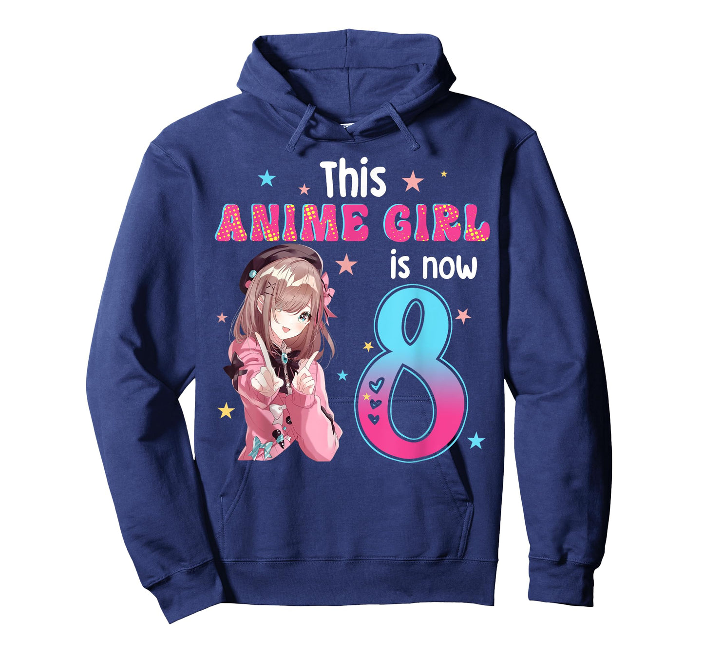 8 Years Old Girl Kawaii Gifts Anime Girl 8th Birthday Kids T-Shirt
