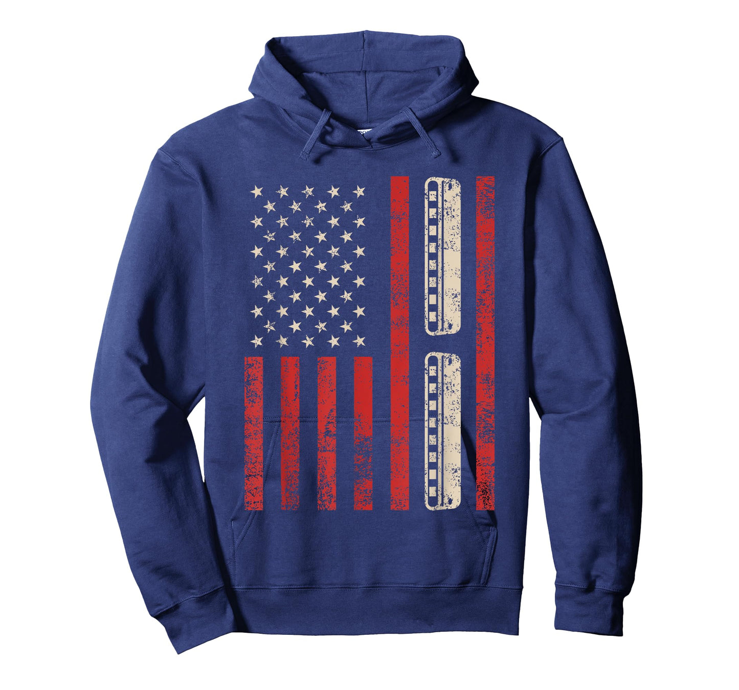 Harmonica Vintage American Flag Patriotic Harmonica Player T-Shirt for Women Girls Kids Men