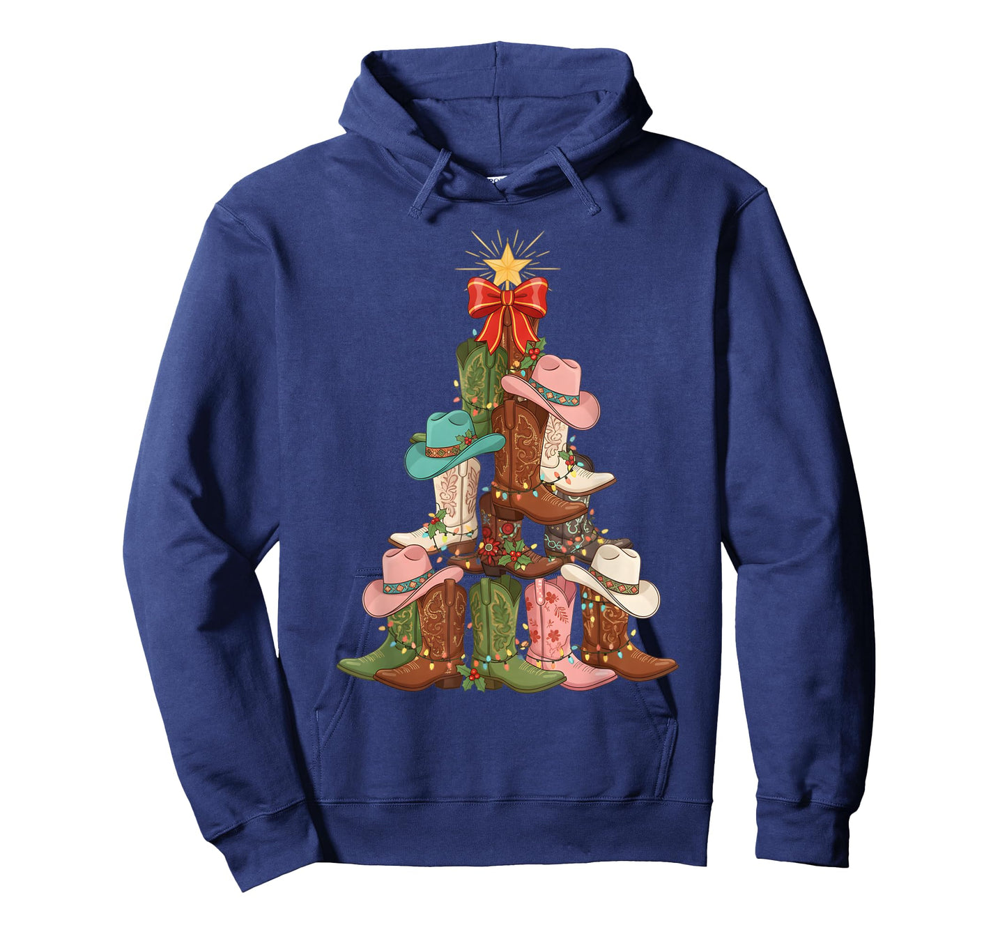 Howdy Christmas Tree Western Cowgirl Boots Xmas Lights T-Shirt