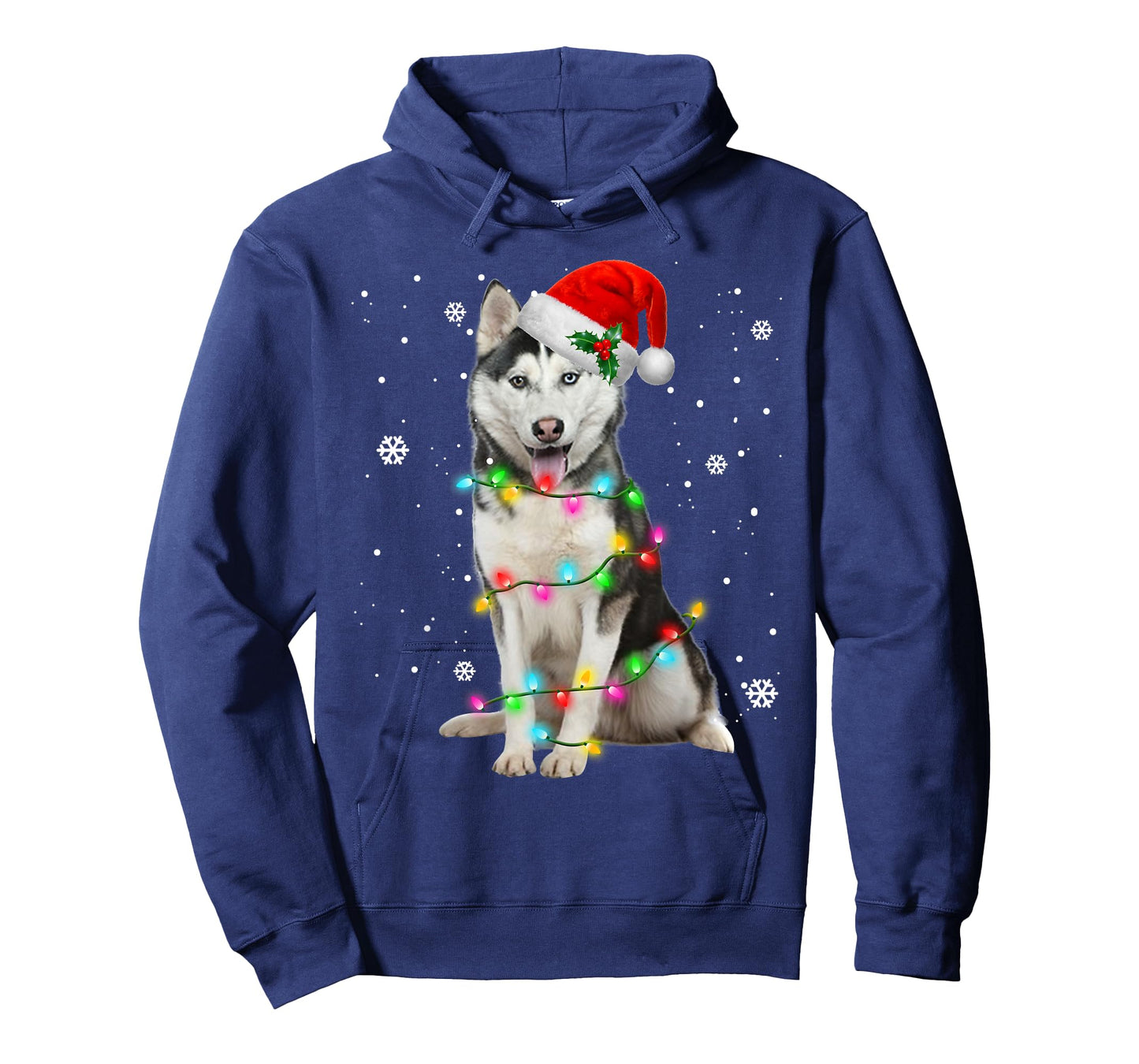 Husky Dog Santa Hat Christmas Tree Xmas Gifts For Dogs Lover T-Shirt for Men Women Kids