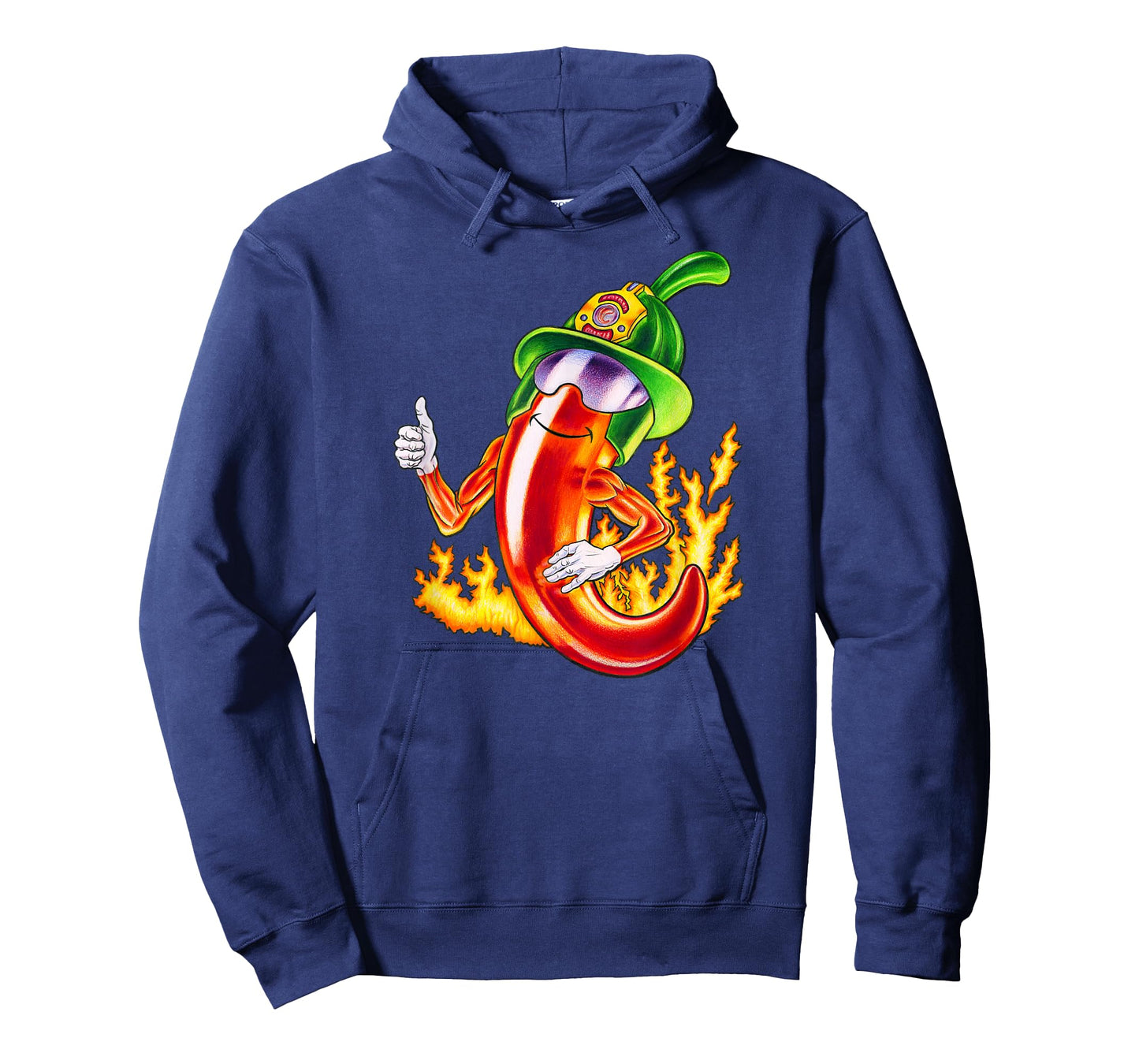Spicy Firefighter Chili Cartoon Funny Fire Hero Drawing T-Shirt