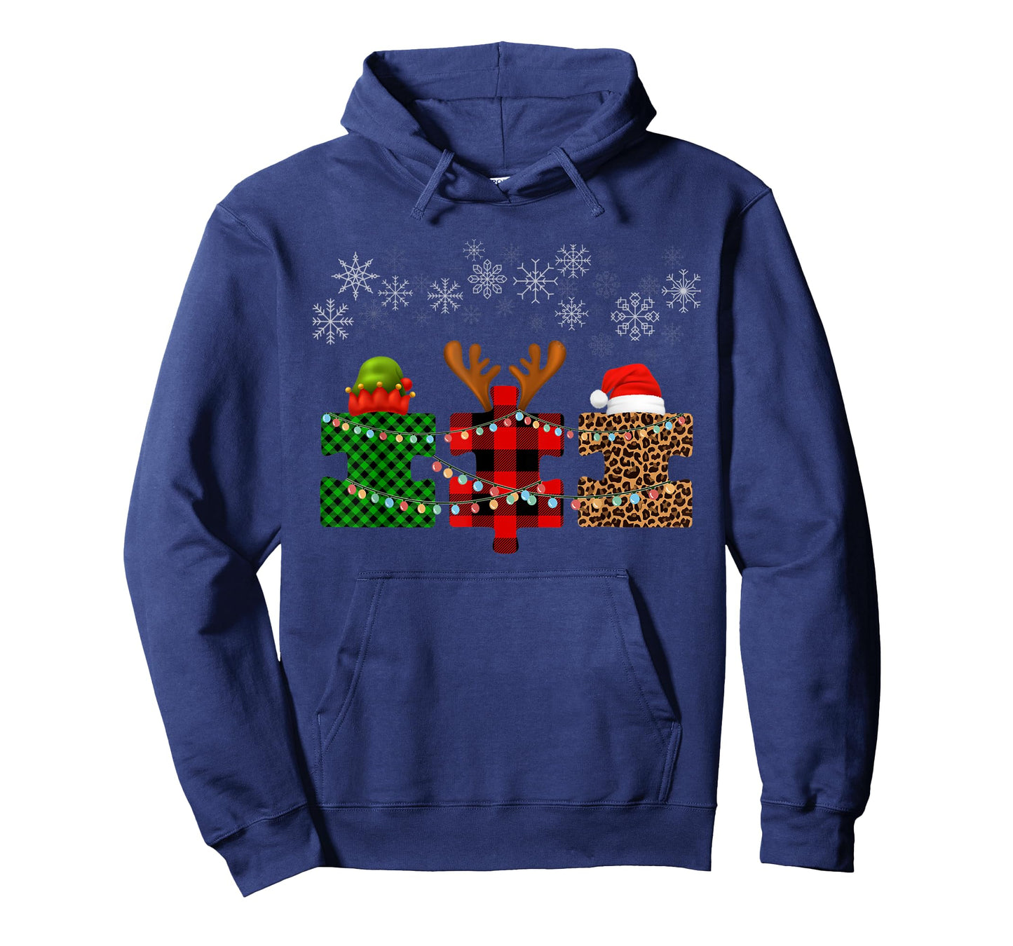 Merry Christmas and snowflakes Autism Merry Christmas puzzle T-Shirt