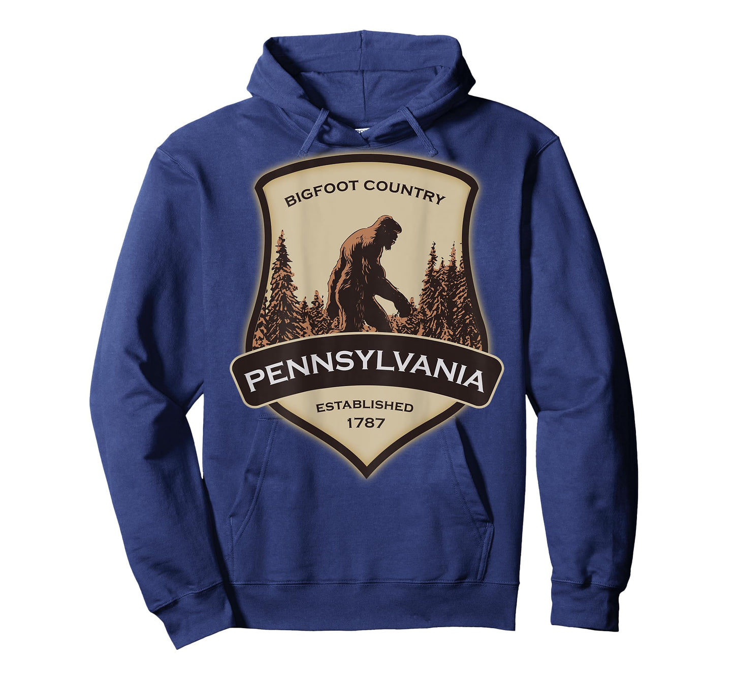 Printed On Back - Pennsylvania with a Bigfoot or Sasquatch T-Shirt