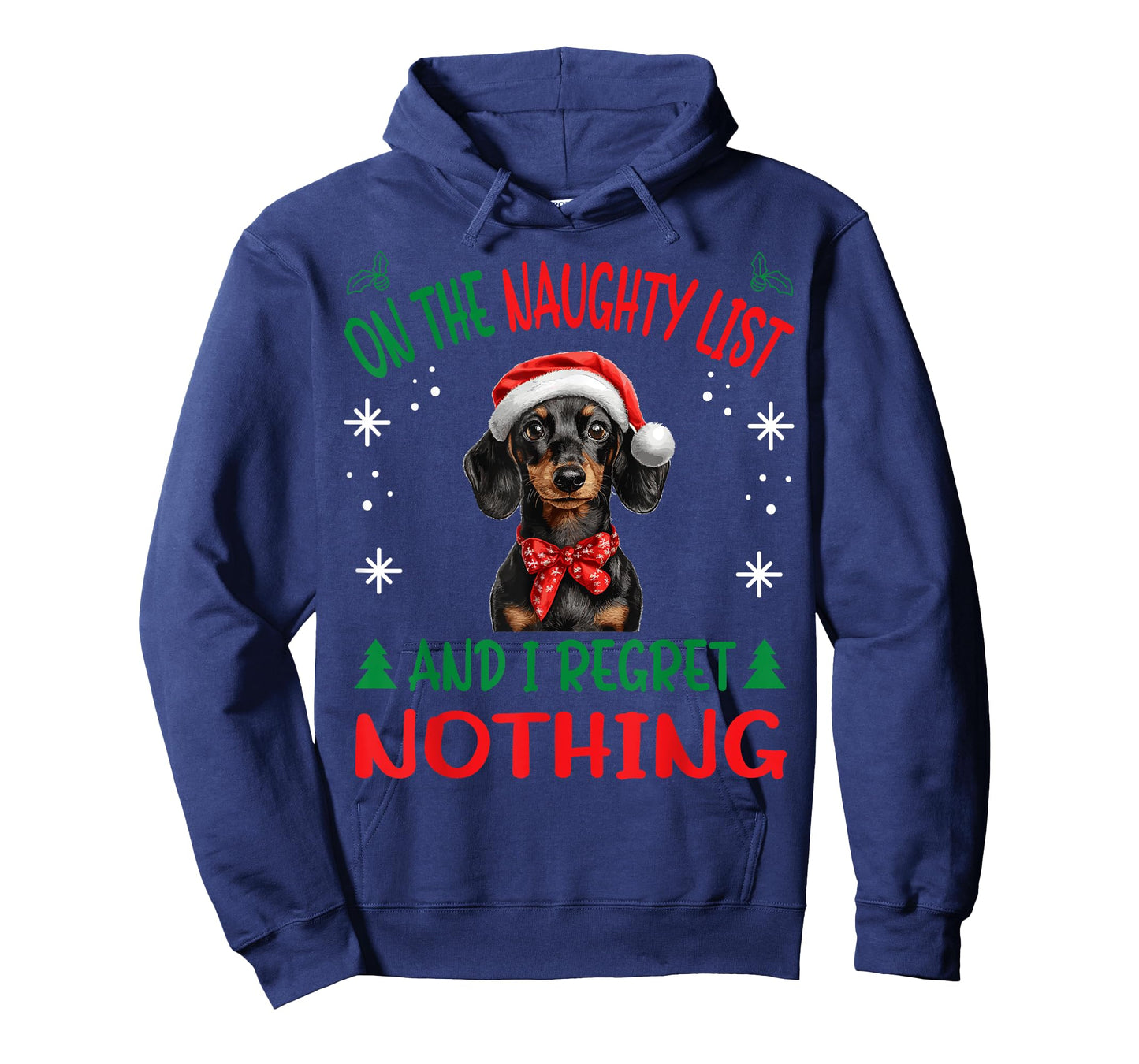 Cute Dachshund Wiener Doxie dog Dog Christmas On The Naughty T-Shirt