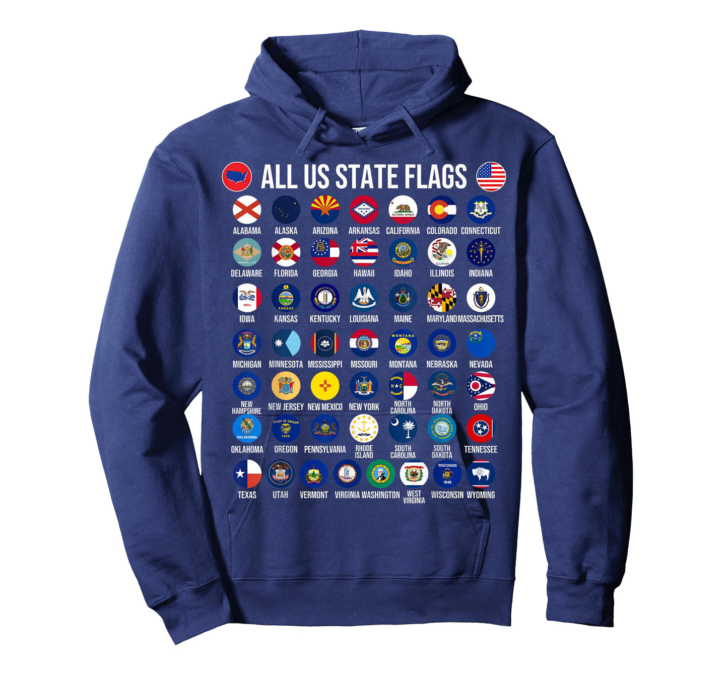 Flags of the U.S. States 50 Flags American Geography T-Shirt