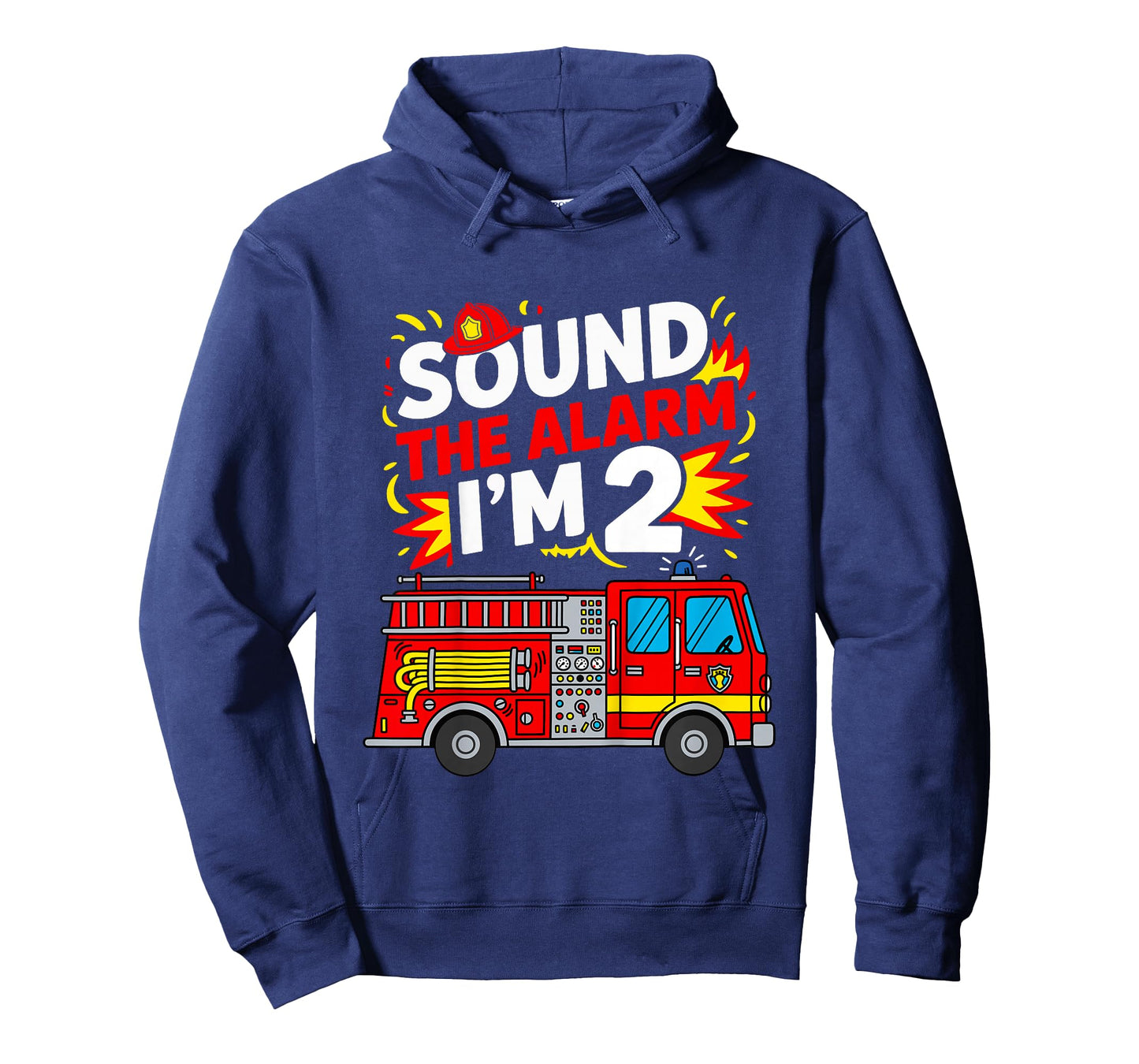 Kids 2 Year Old Birthday Sound The Alarm Iโm 2 Boys Fire Truck T-Shirt