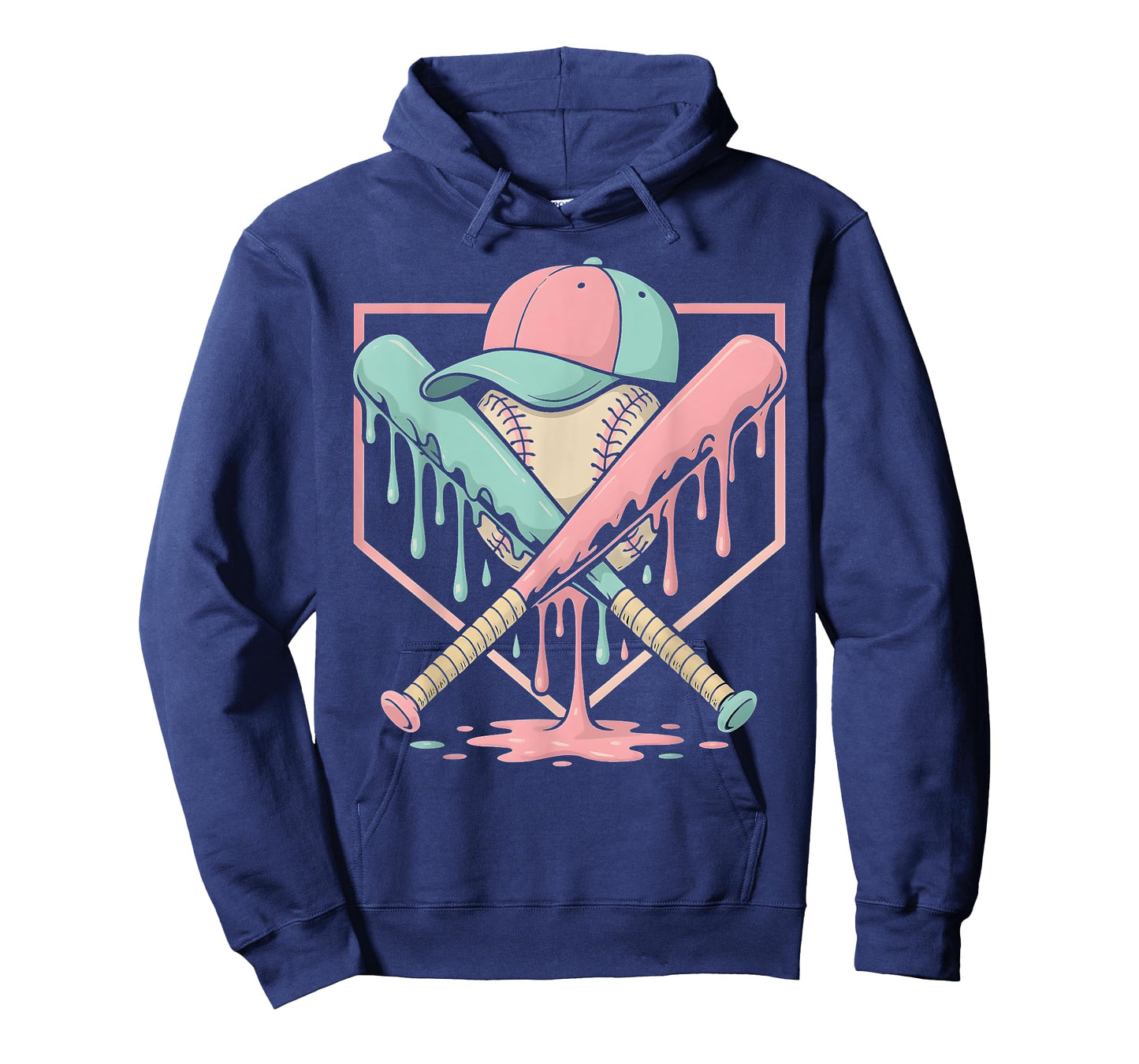Baseball Ice Cream Drip Youth Home Plate Baseball Girls T-Shirt