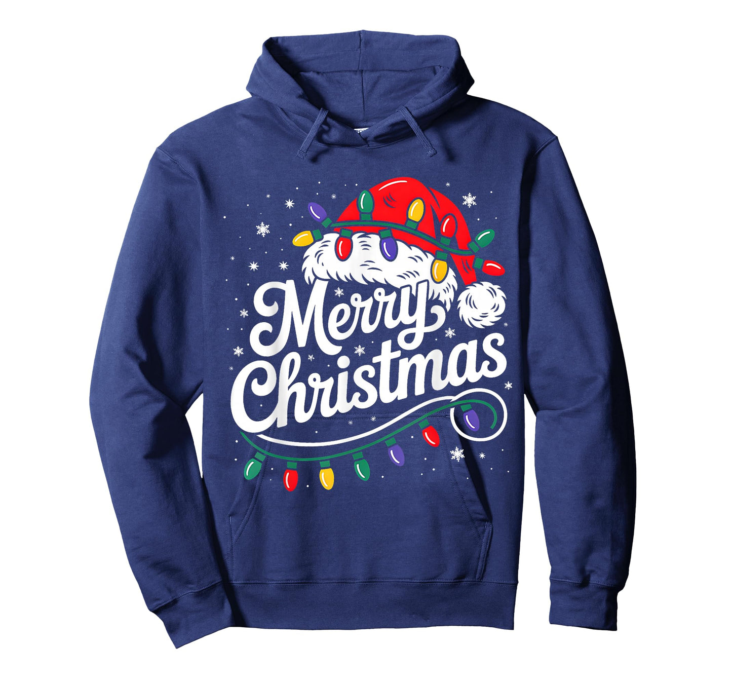 Merry Christmas Lights Red Santa Hat Xmas Family Men Women T-Shirt