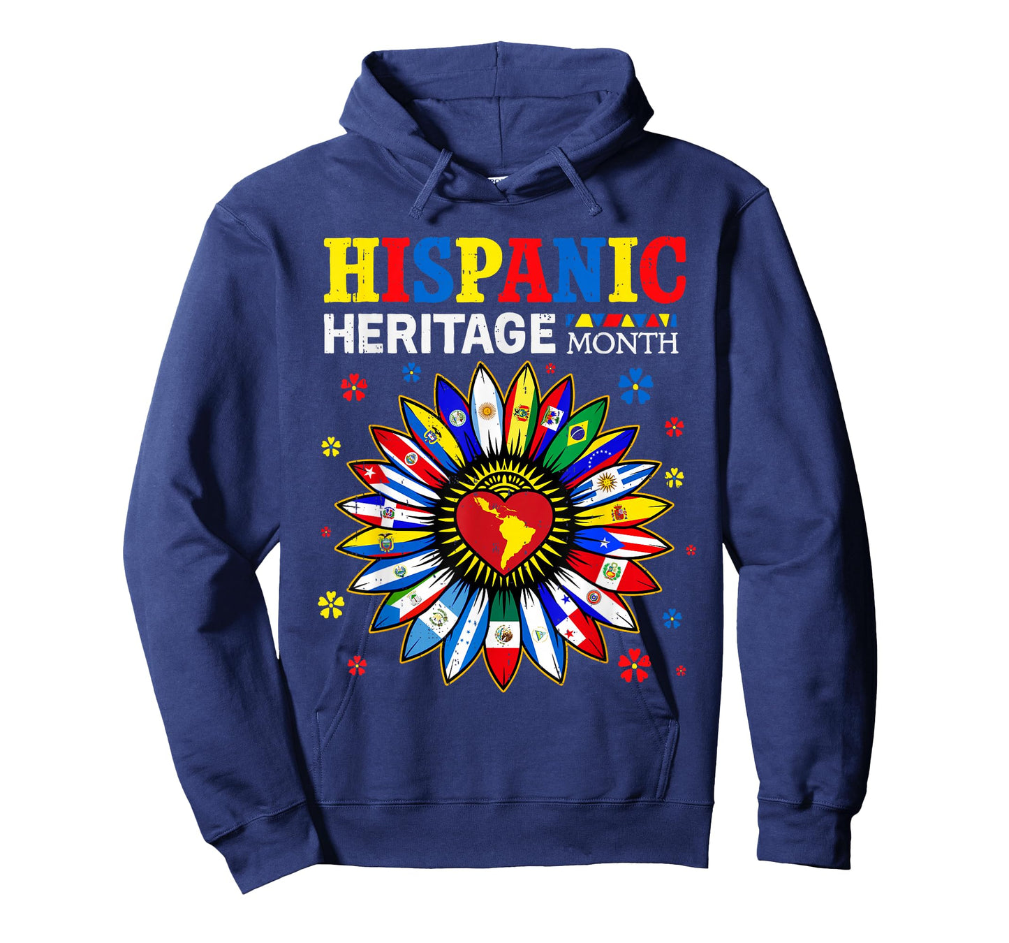 Hispanic Heritage Month Sunflower Latino Countries Flags T-Shirt