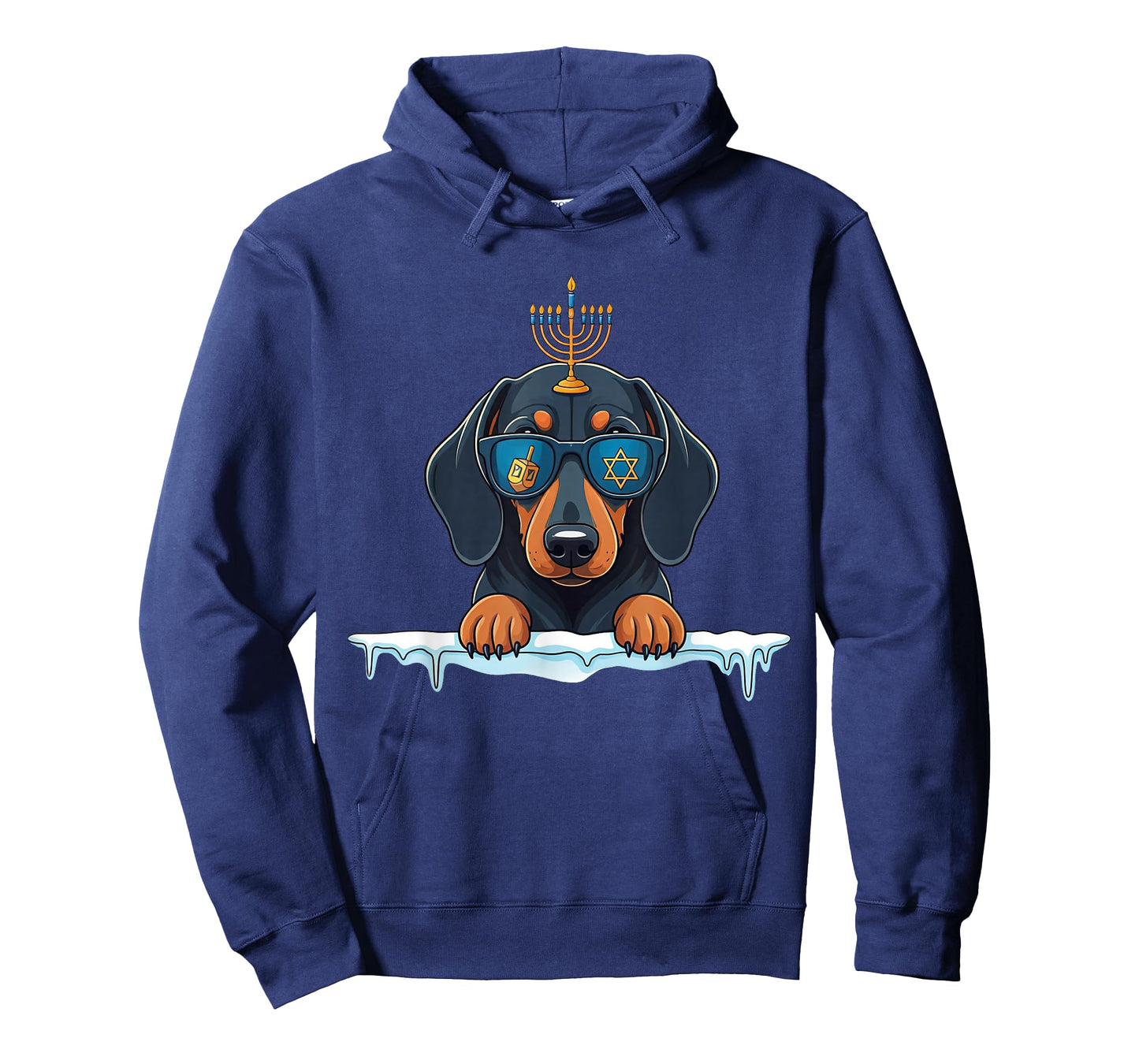 Dachshund Menorah Dreidel Jewish Hanukkah Womens Mens Kids T-Shirt
