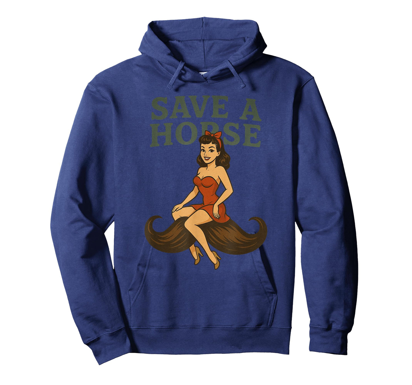 Save a Horse, Ride a Mustache - Funny Western Cowgirl Pin-Up T-Shirt