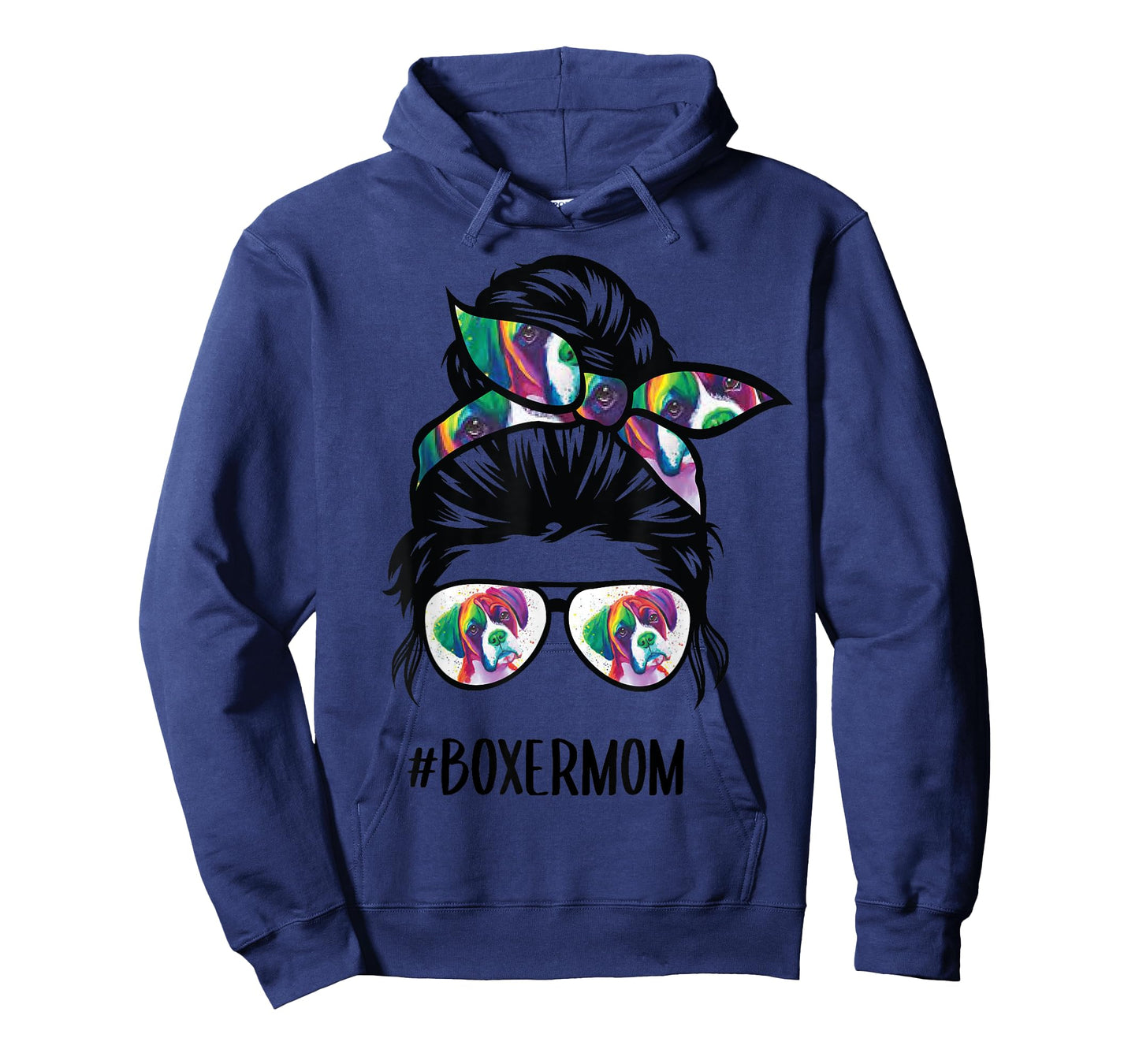 Boxer Mom Messy Bun Hair Dog Lover T-Shirt for Men Women Girls Kids