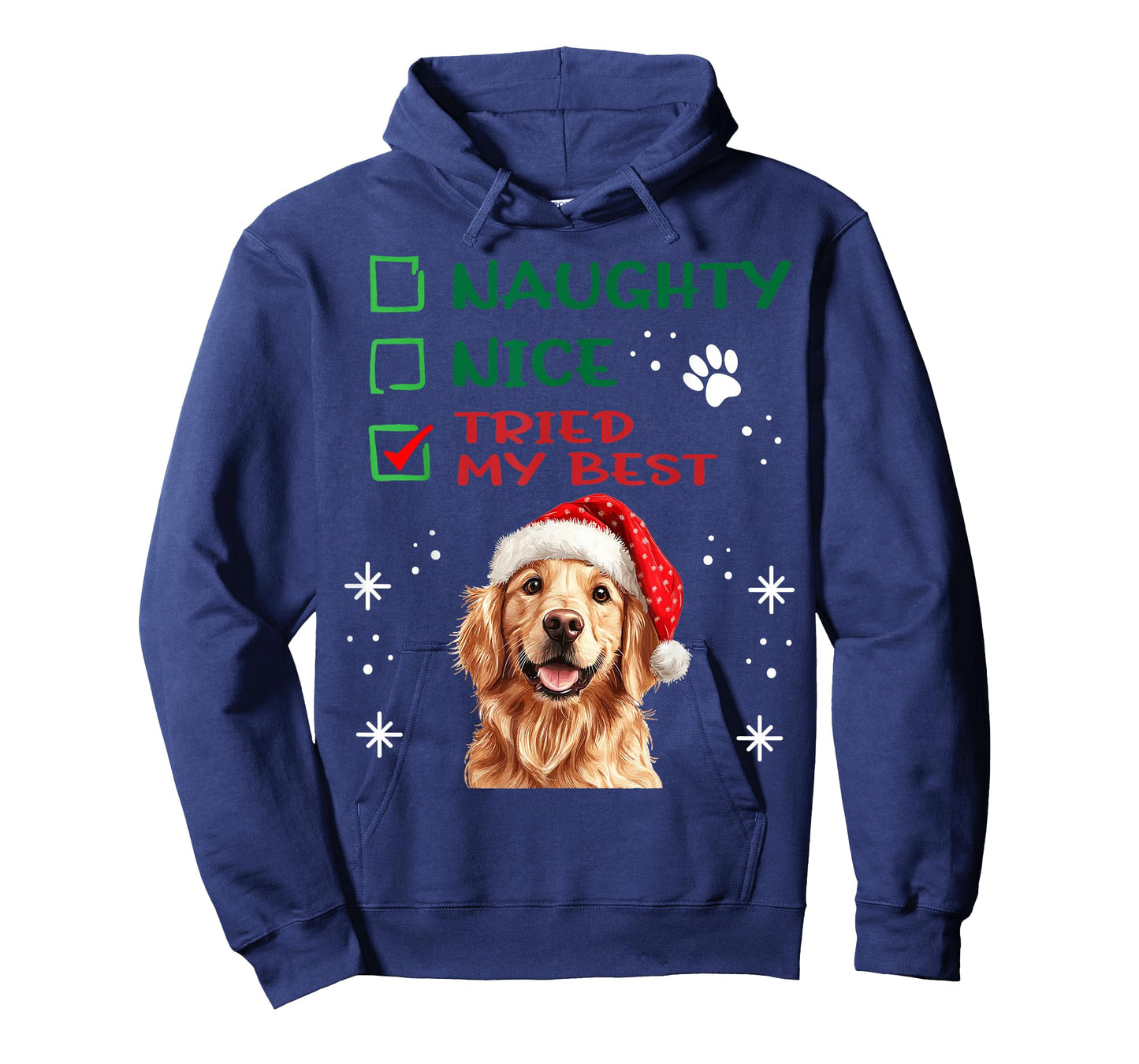 Cute Golden Retriever Dog Christmas Naughty Nice Tried my T-Shirt