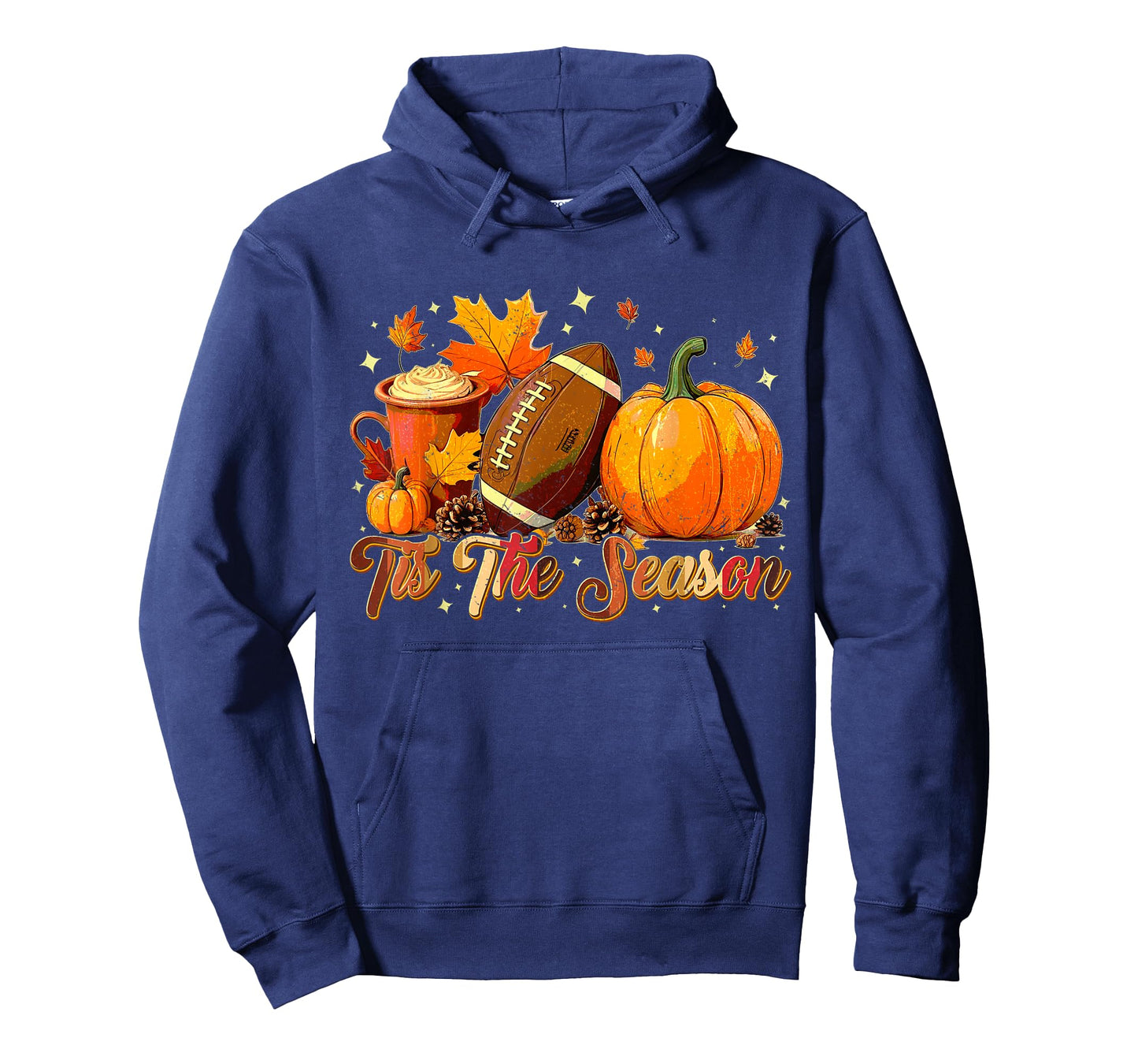 Tis The Season American Football Pumpkin Autumn Fall Leaves T-Shirt