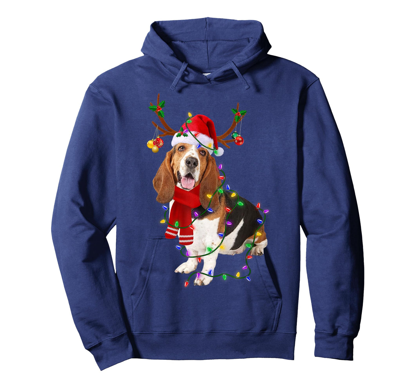 Basset Hound Christmas Lights Xmas Matching Family Dog Lover T-Shirt for Men Women Kids