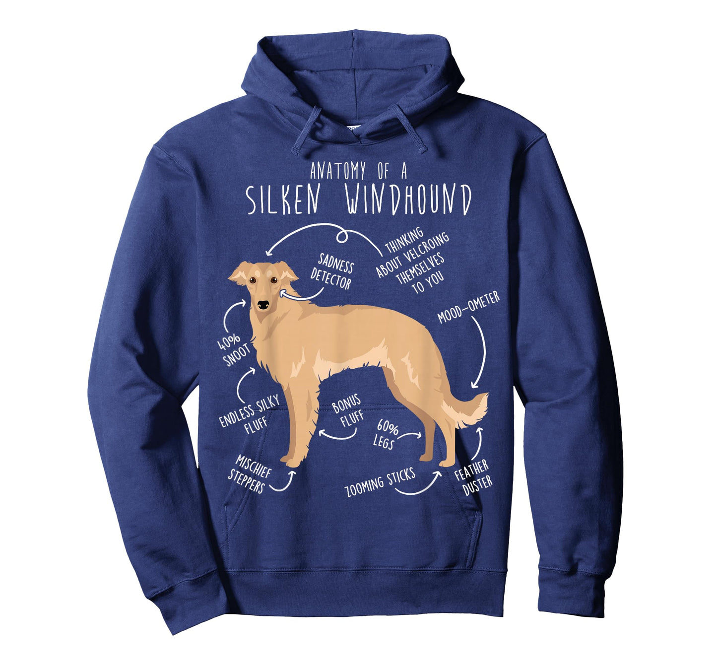 Silken Windhound Anatomy, Funny Cute Pet Lover Fawn Cream T-Shirt