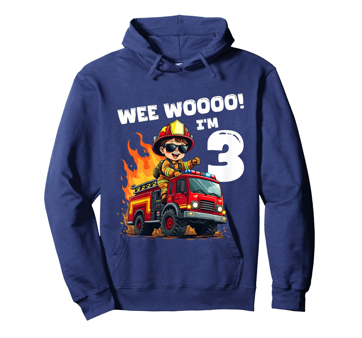 3 Year Old 3rd Birthday Fire Truck Wee Woo Toddler Party T-Shirt
