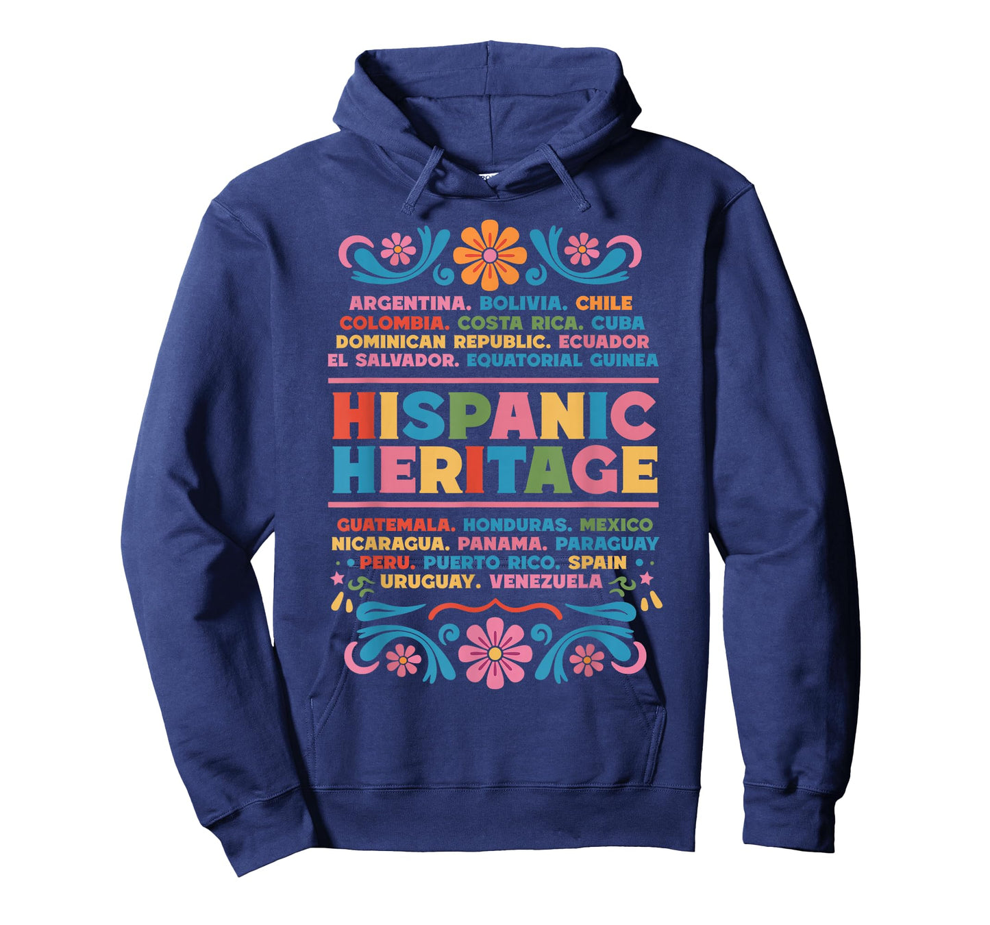 Hispanic Heritage Month Flowers Latino Country Flags T-Shirt