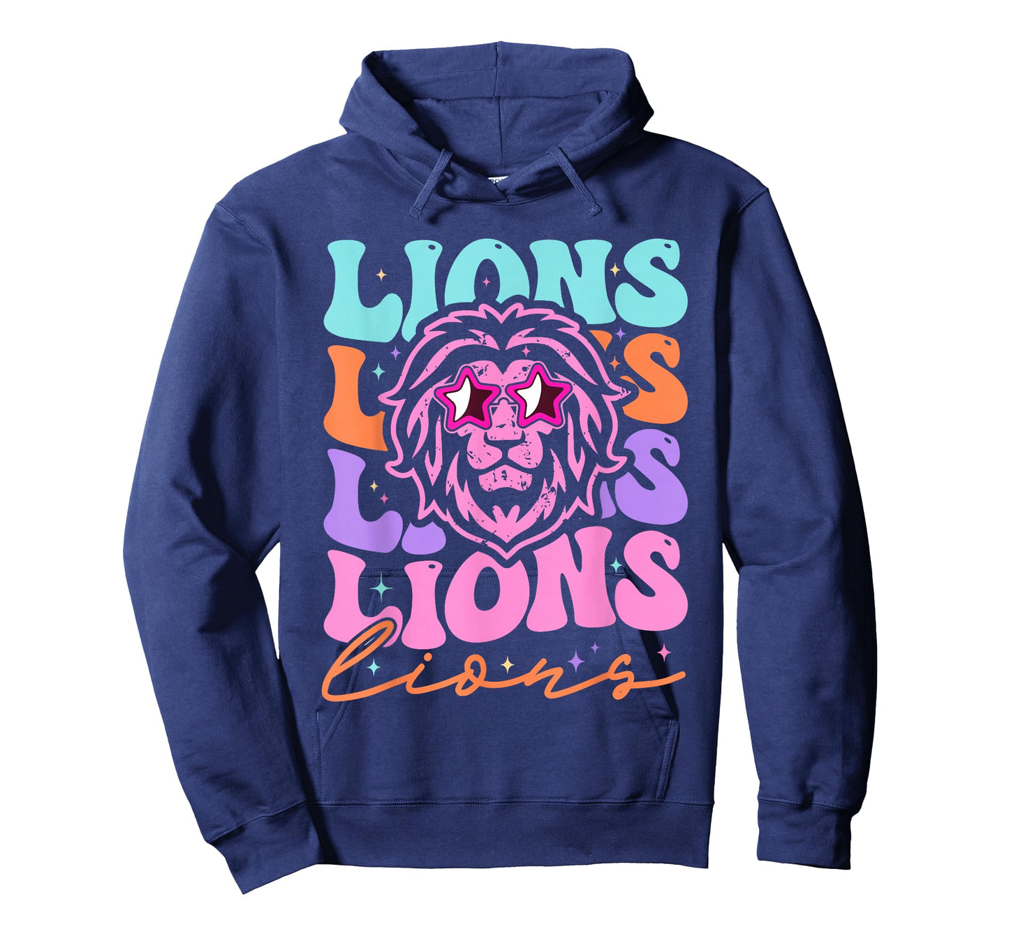 Lion Mascot Back to School Spirit Sports Men Women Groovy T-Shirt