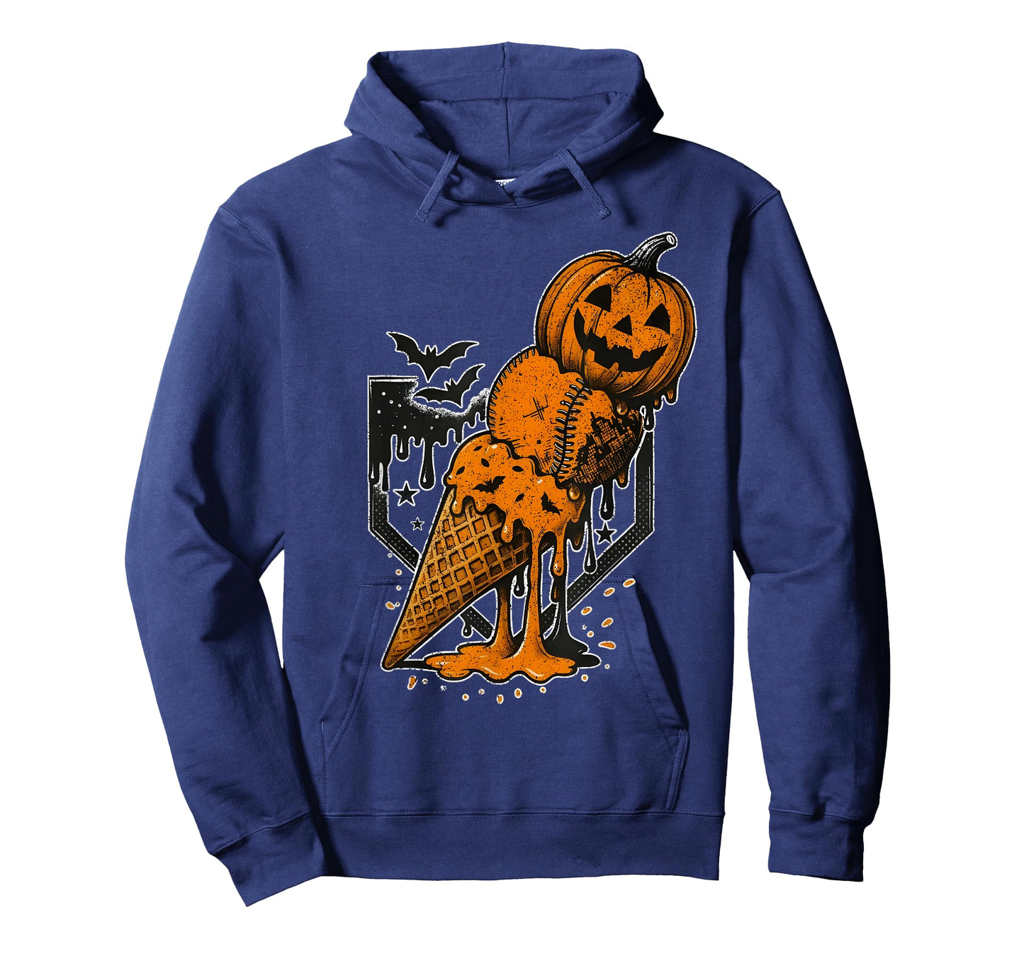 Pumpkin Ice Cream Cone Baseball Home Plate Halloween Season T-Shirt