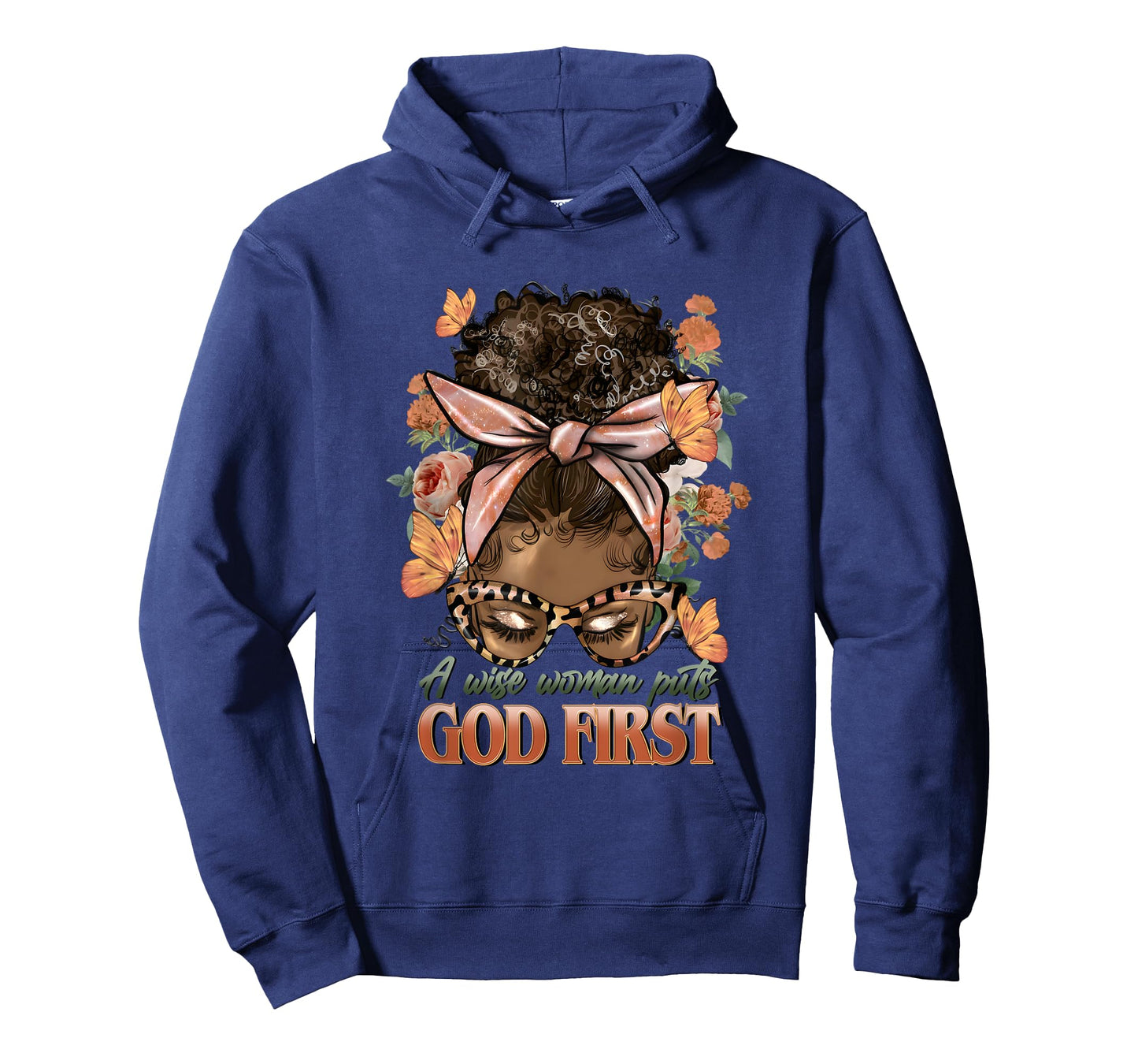 A Wise Woman Puts God First Black Women Messy Bun Christian T-Shirt