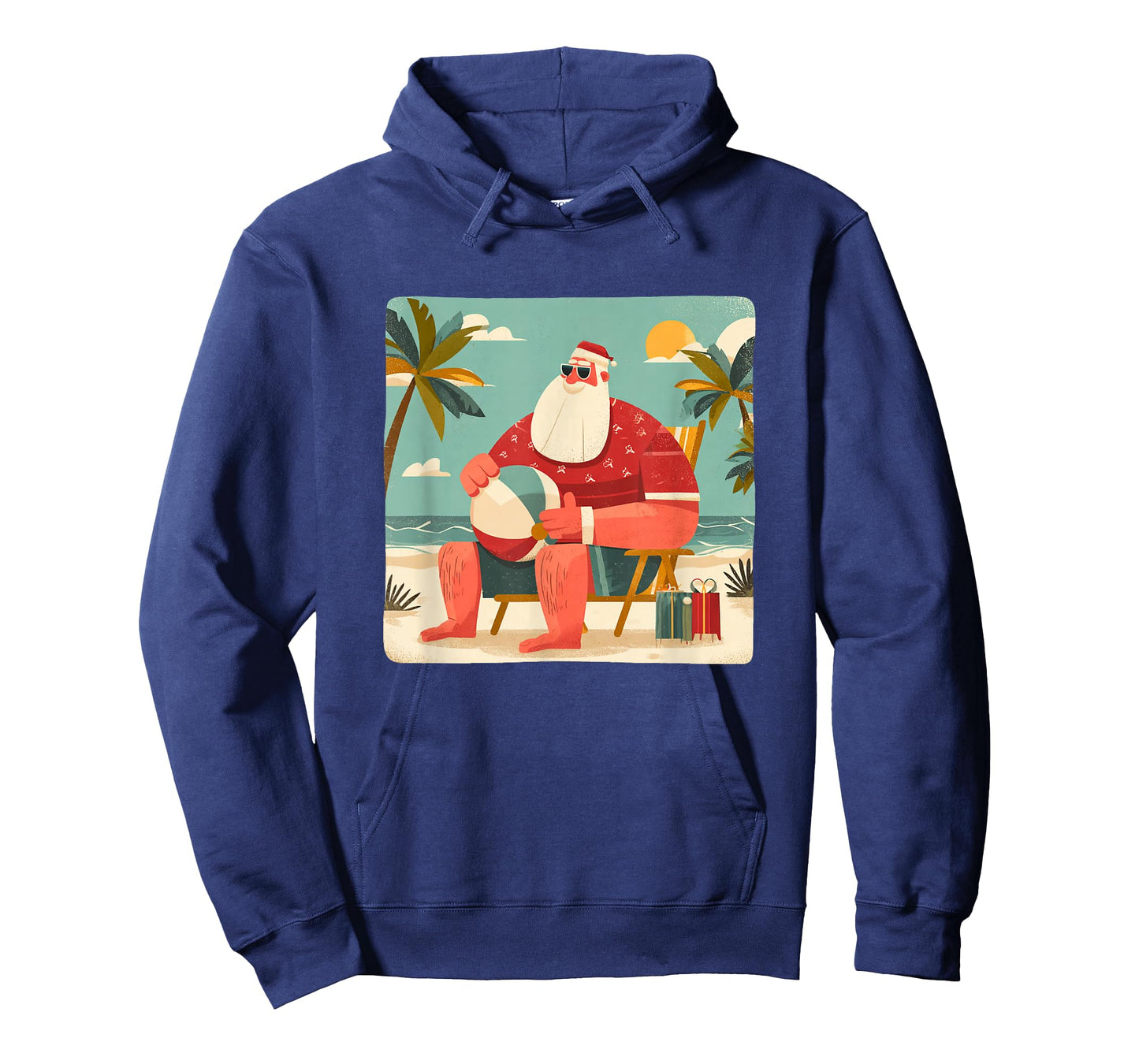 Funny Xmas Graphic with Beach Santa and Vacation Ball T-Shirt