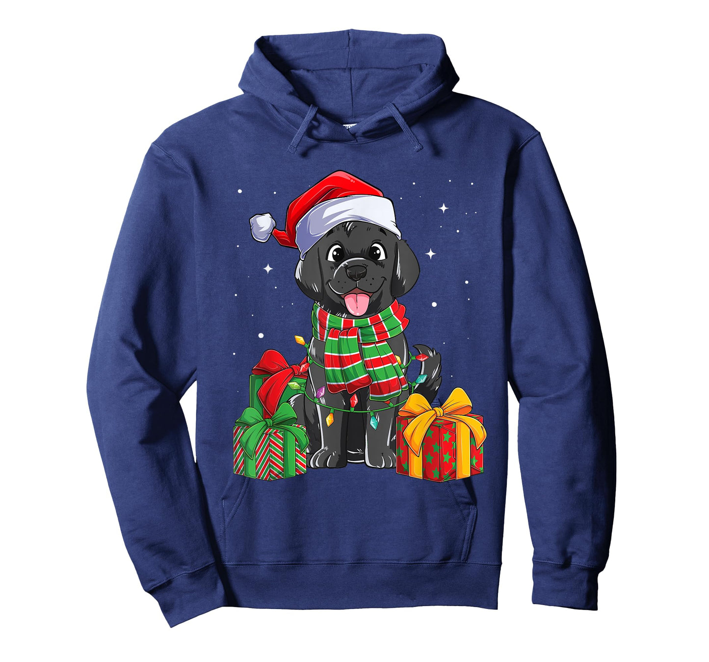 Black Labrador Retriever Christmas Lights Xmas Lab Dog Lover Men Women Kids T-Shirt