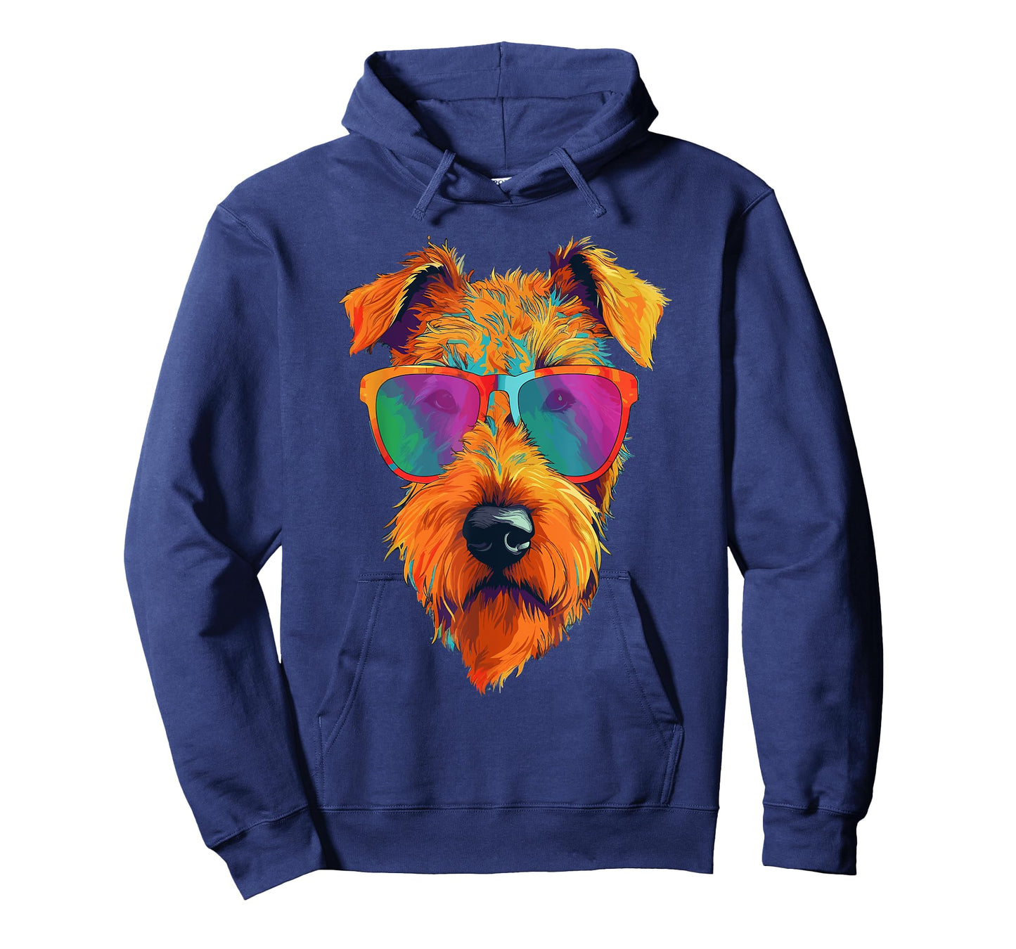 Colorful Pop Art Airedale Terrier Wearing Sunglasses Face T-Shirt