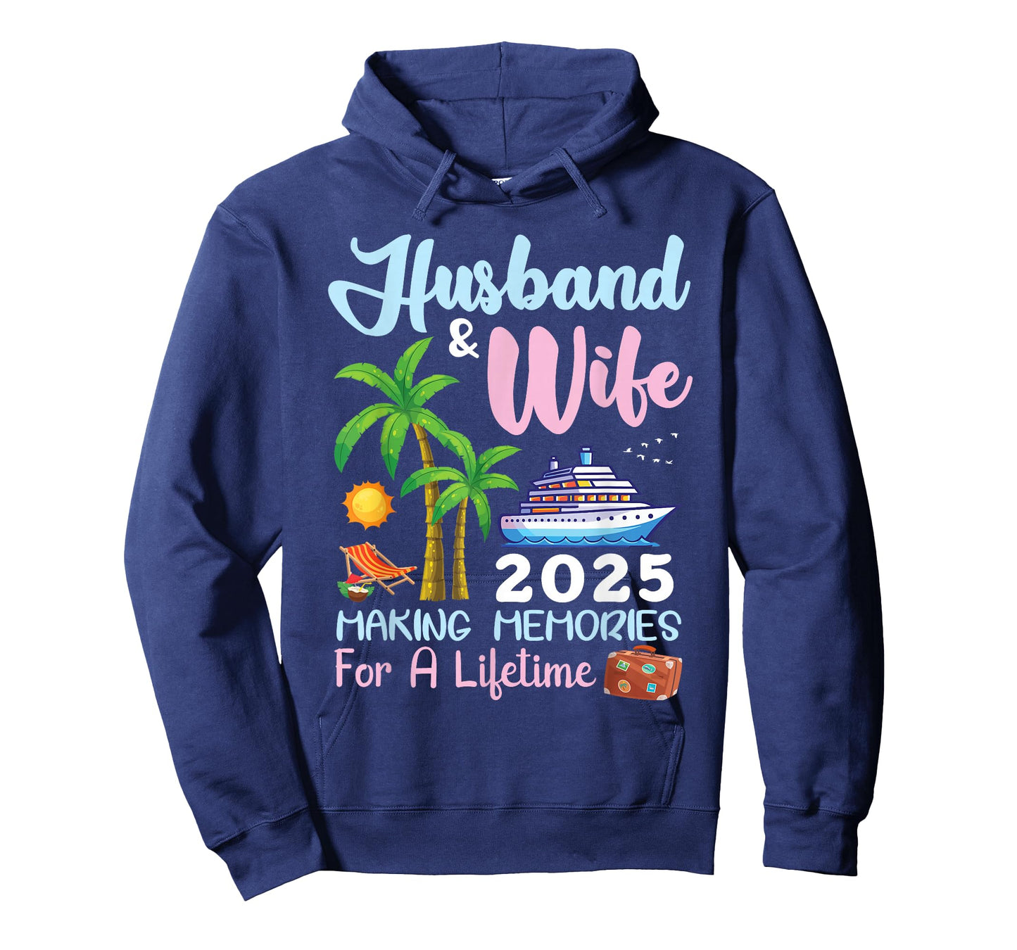 B2Shop Happy New Trip Husband & Wife 2025 Making Memories Cruise T-Shirt - Black, Small, Unisex-Adults, Short Sleeve, T-Shirt, All Seasons, Letter Print, Christmas