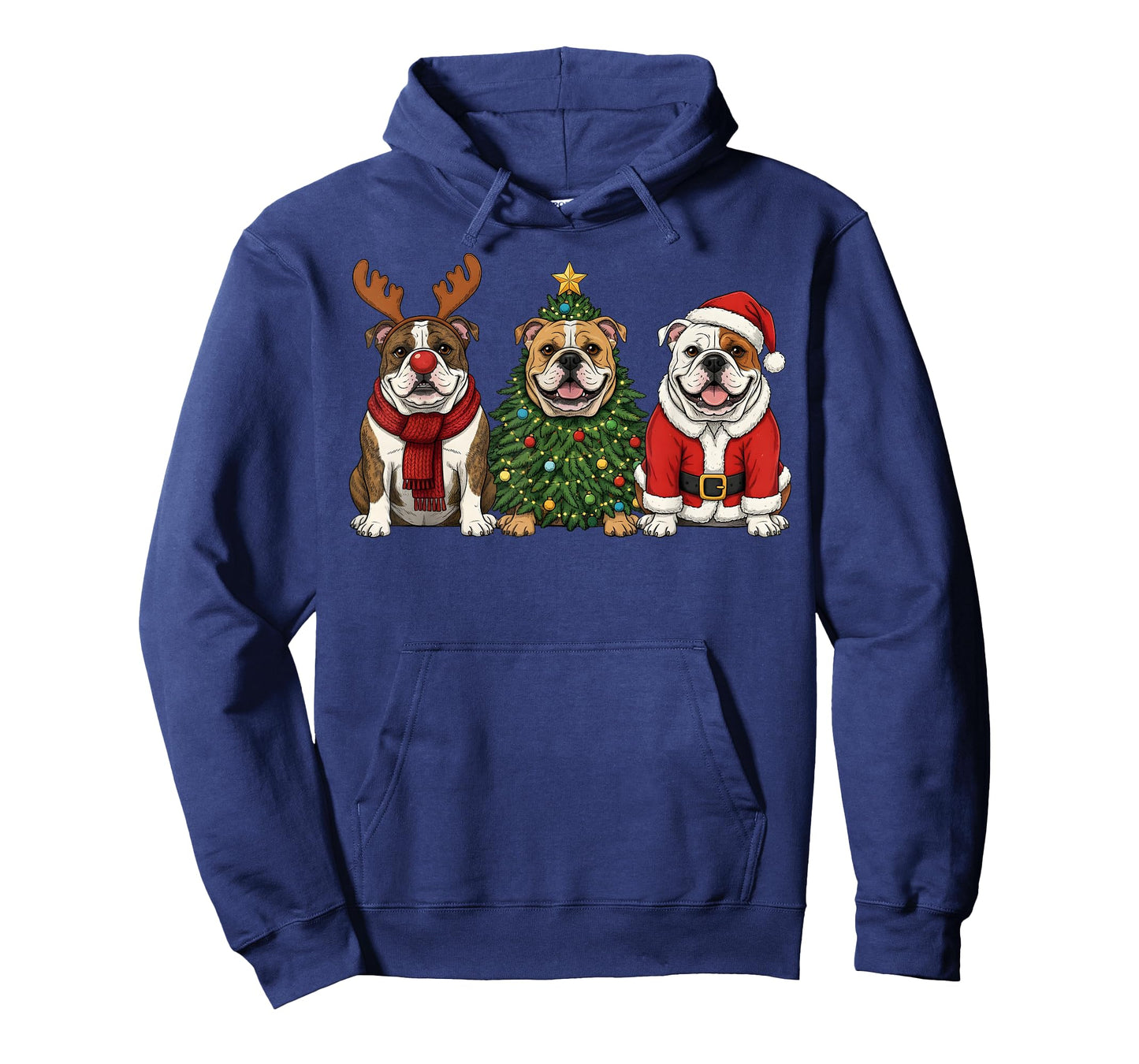 Retro Christmas English Bulldog Santa Reindeer Dog Lover T-Shirt