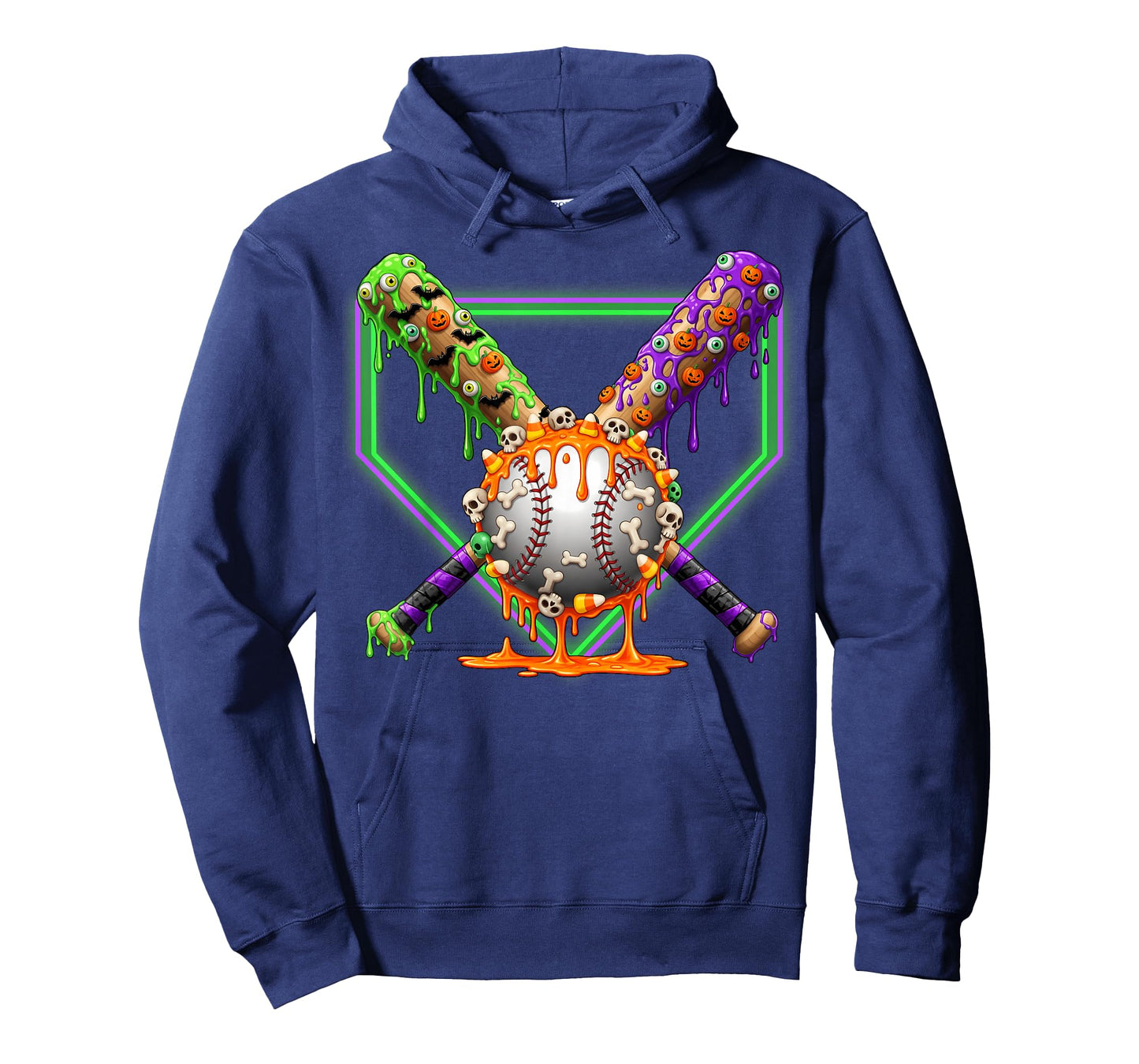 Spooky Baseball Ice Cream Drip Home Plate Dripping Halloween T-Shirt
